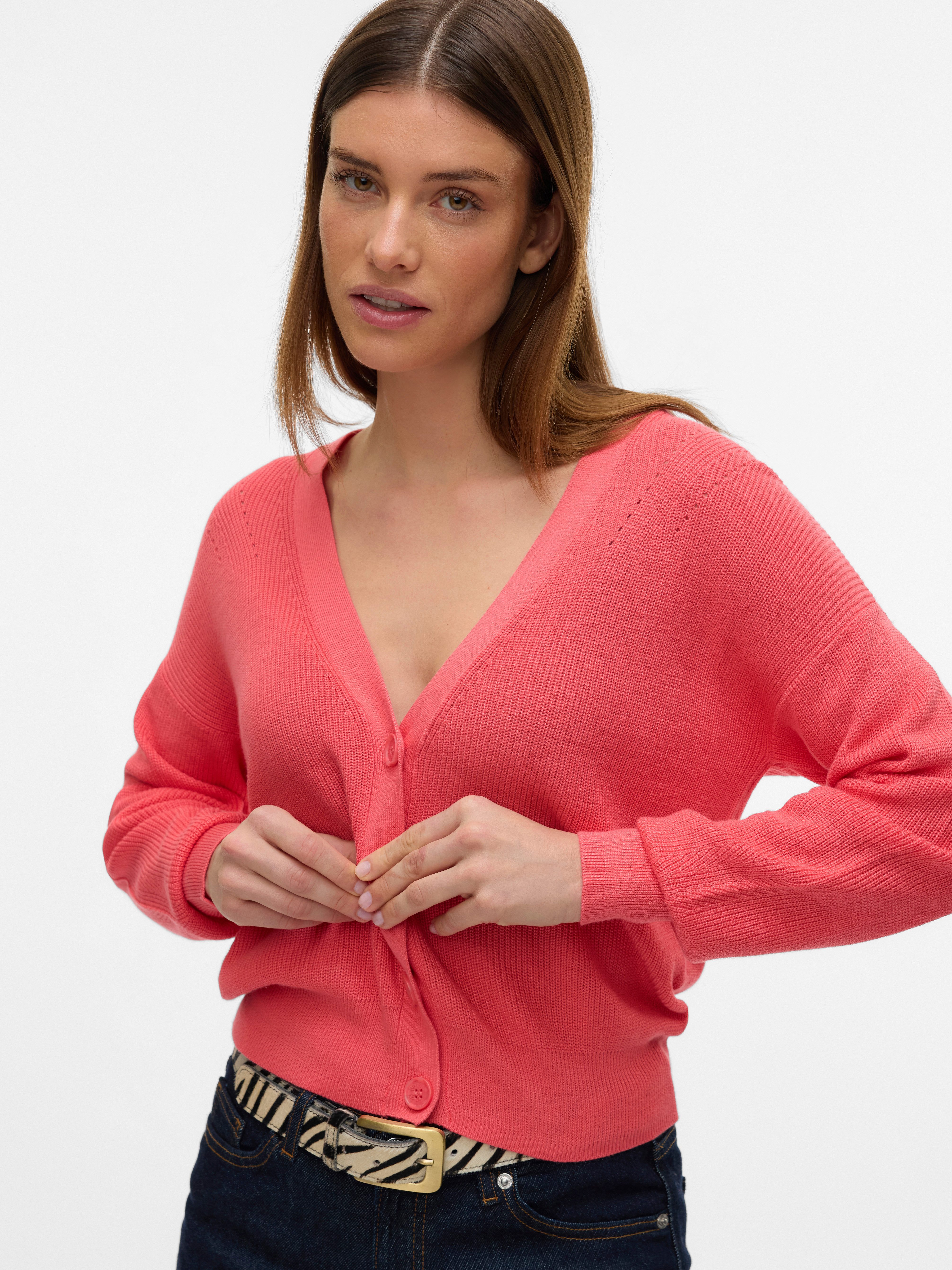 Vero Moda Vest VMNEWLEXSUN LS SHORT V-NECK CAR GA NOOS