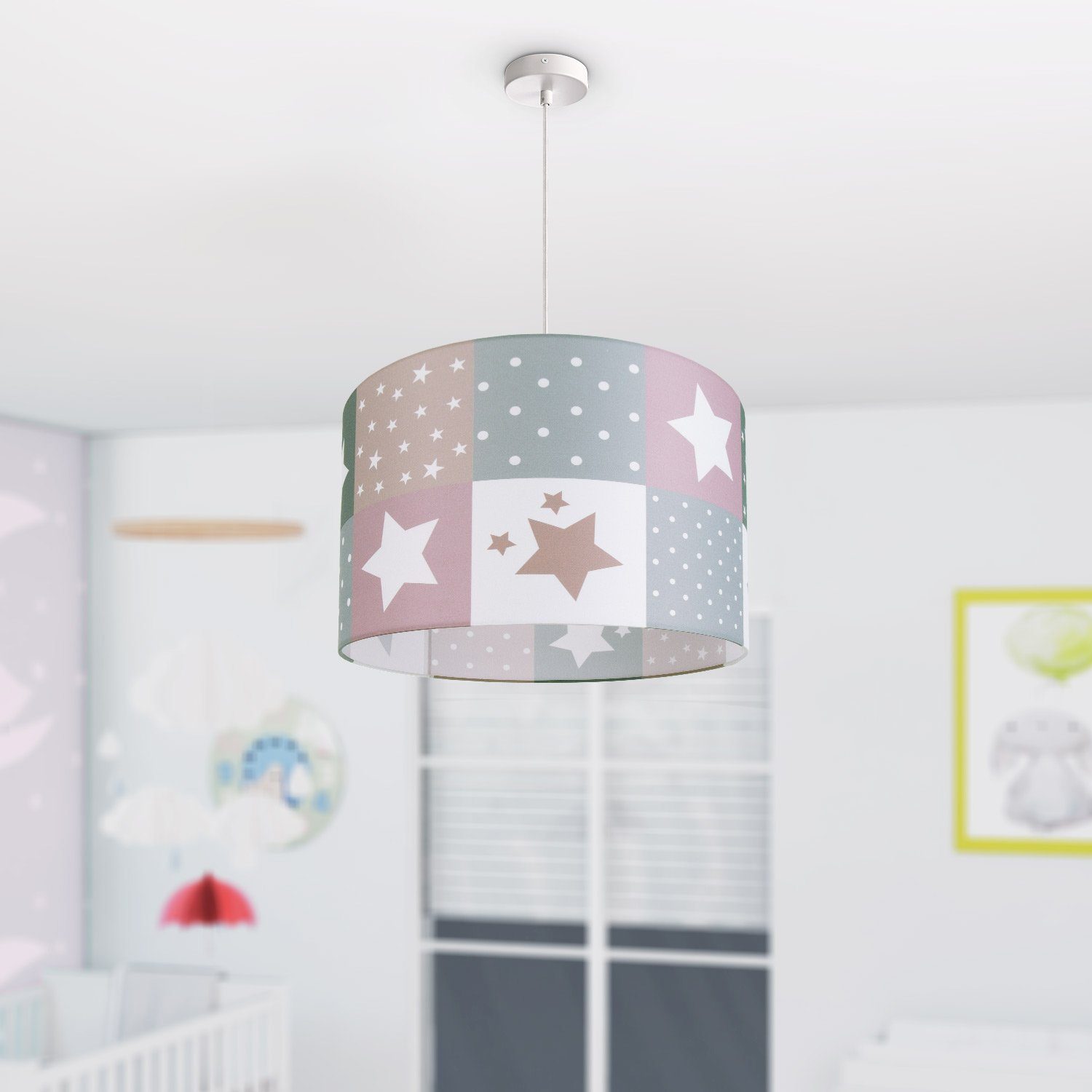 Paco Home Hanglamp Cosmo 345 Kinderlamp plafondlamp LED kinderkamer lamp sterren-motief E27