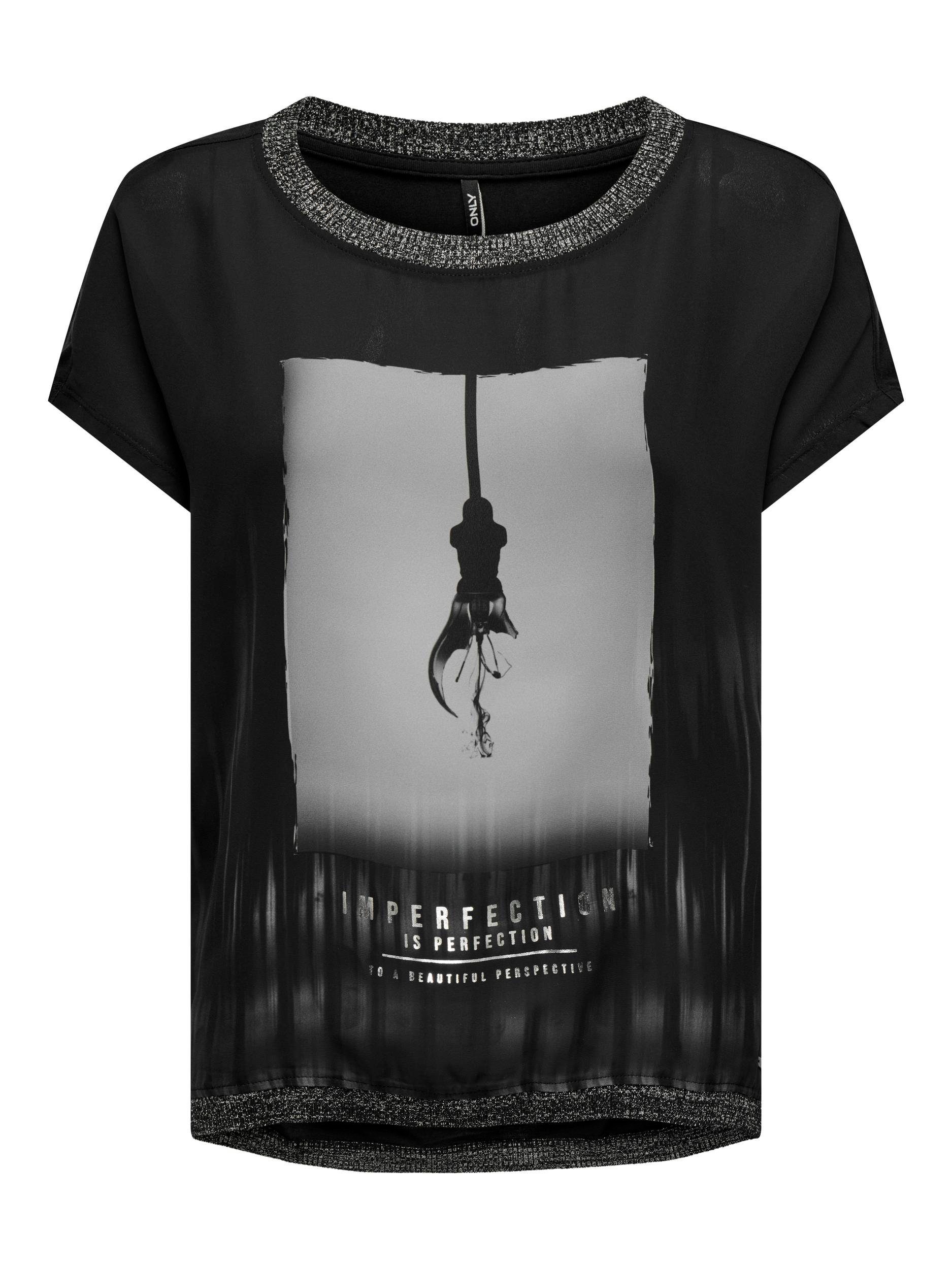 Only Shirt met korte mouwen ONLMICKELA S/S PHOTO TOP BOX JRS