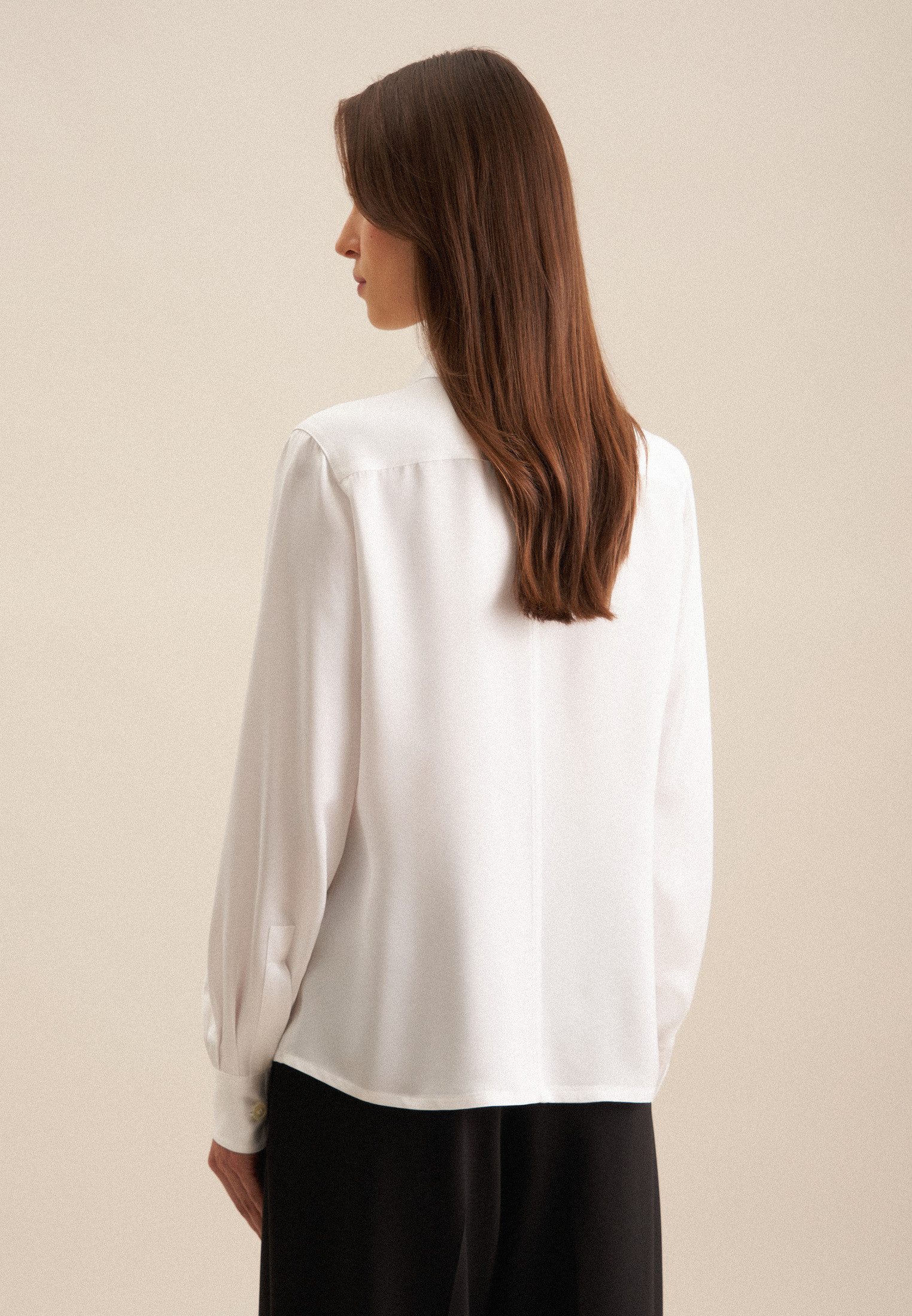 seidensticker Overhemdblouse Zwarte roos Lange mouwen V-hals uni