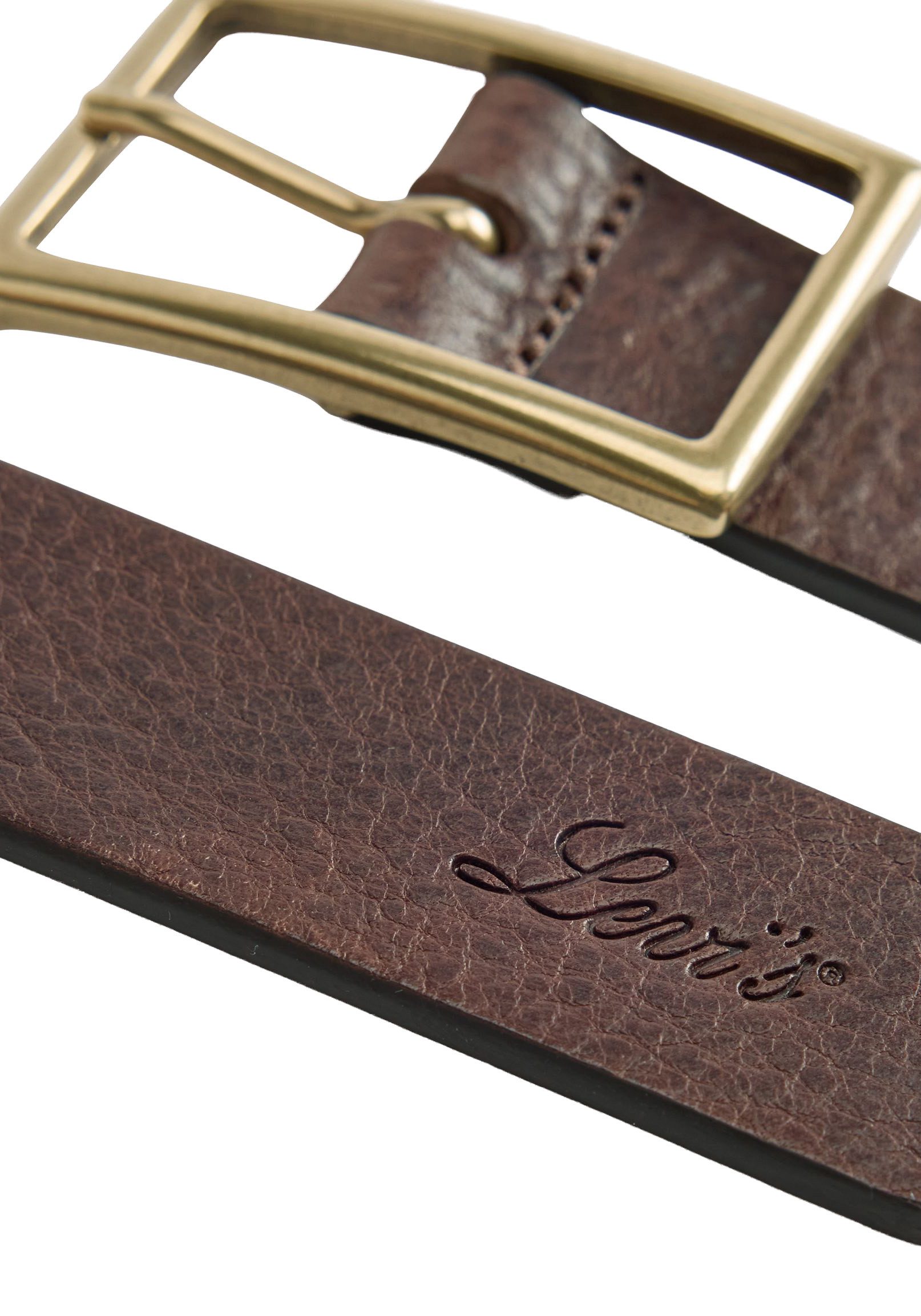 Levi's® Leren riem RECTANGLE BELT met goudkleurige sluiting en logoprint