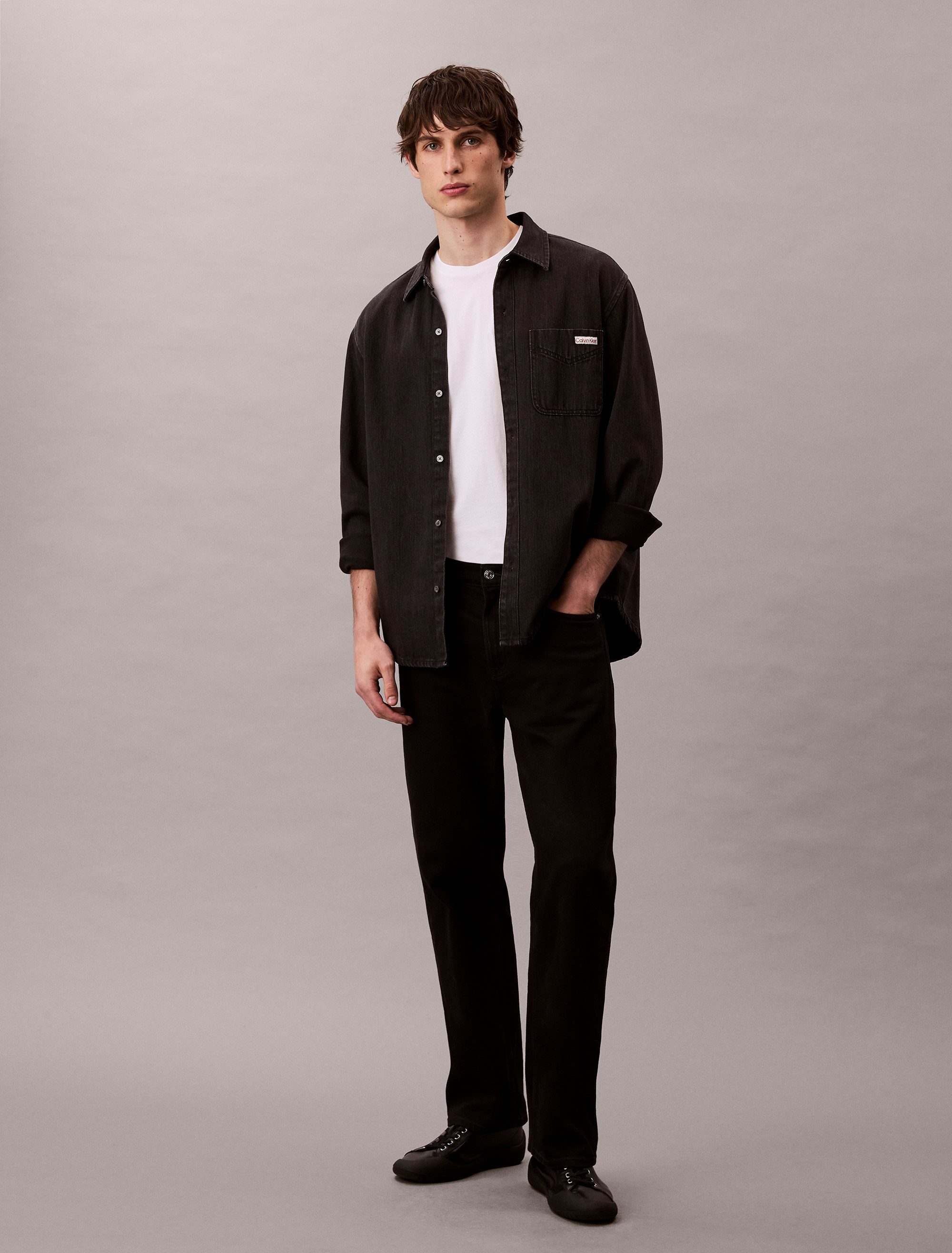 Calvin Klein Overhemd met lange mouwen CLASSIC 205 BLACK OVERSHIRT