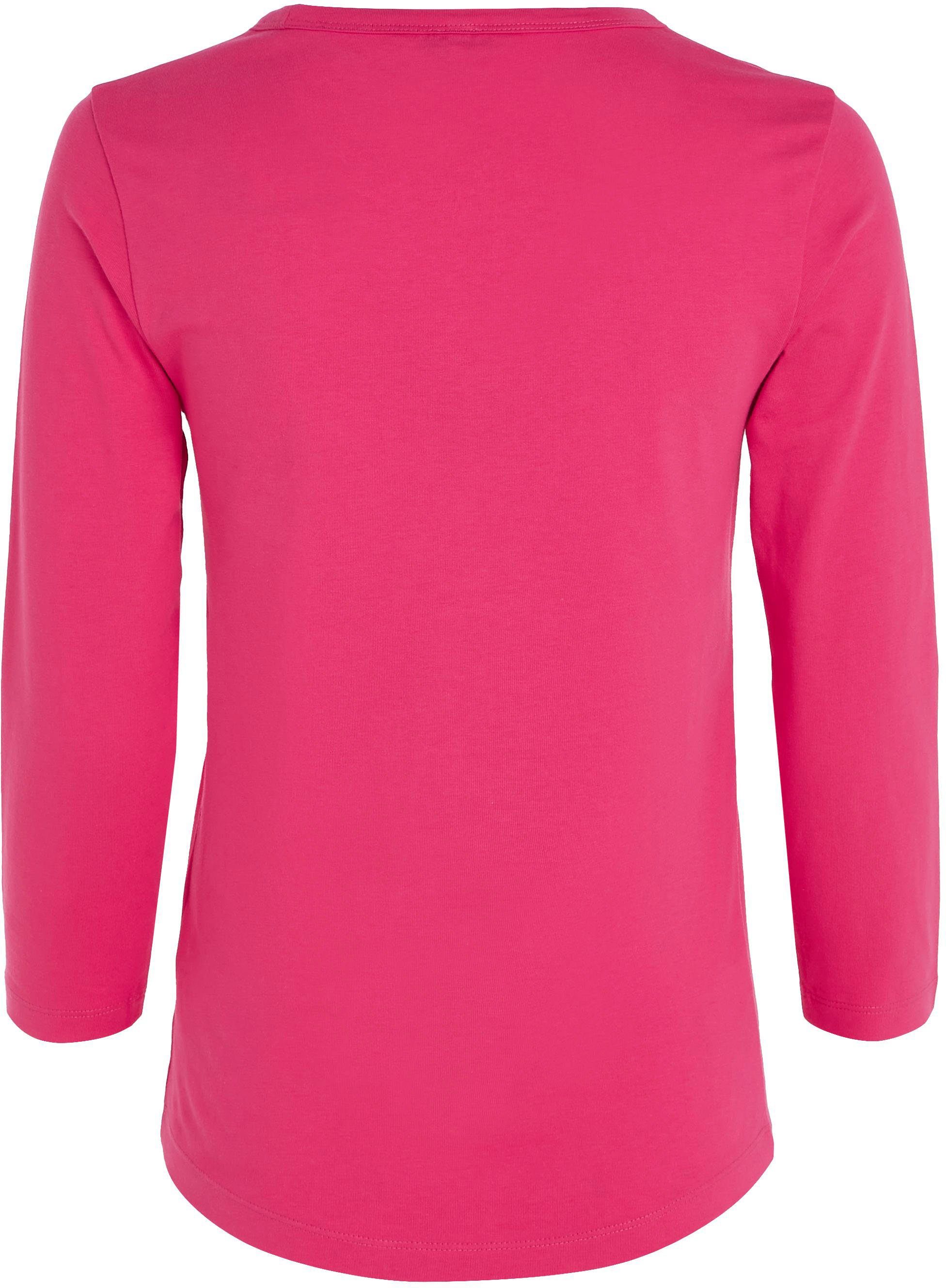 Tommy Hilfiger Shirt met lange mouwen SLIM SIGNATURE OPEN NK 3/4SLV met tommy hilfiger signature-logo-opschrift