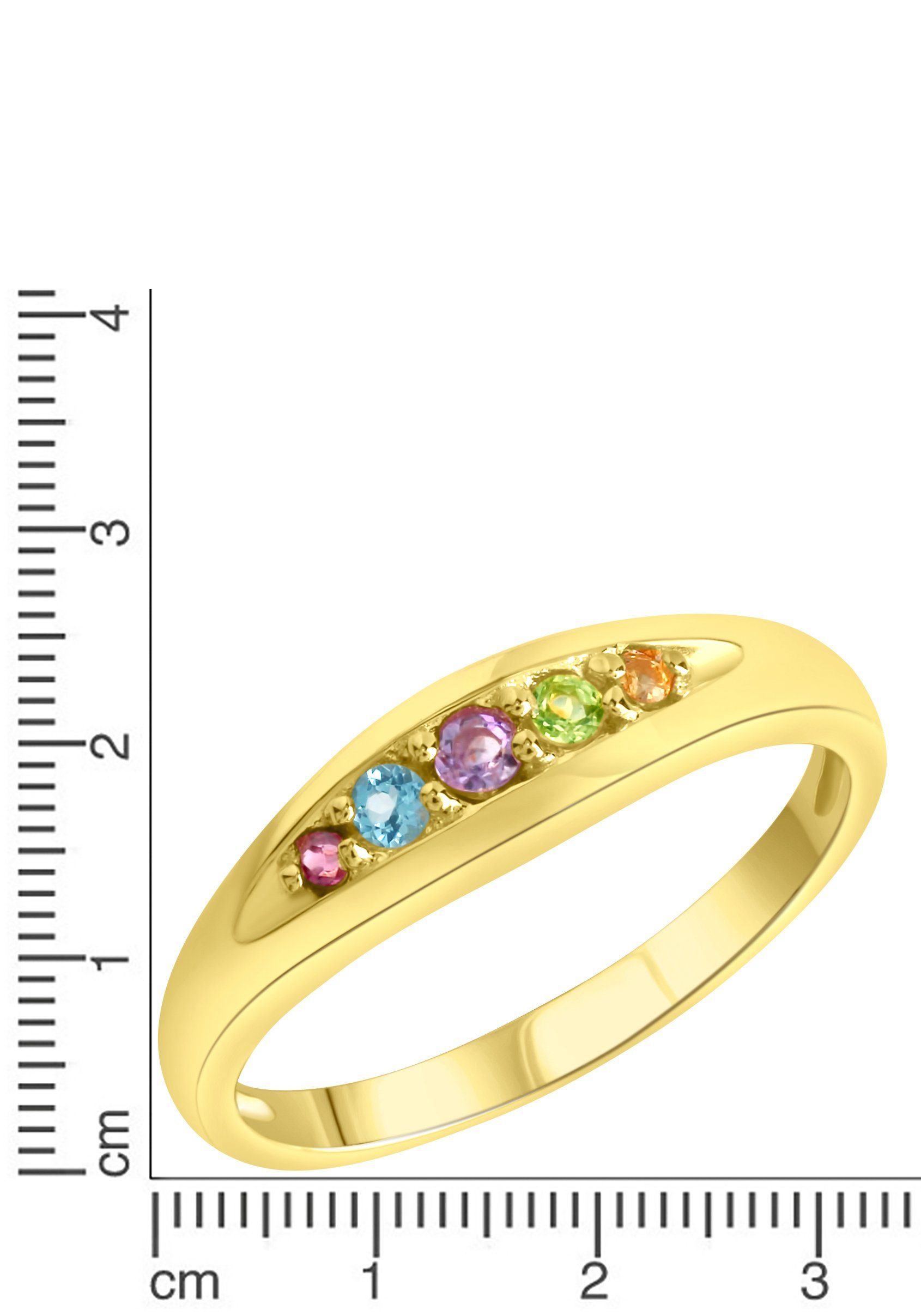 Firetti Ring Sieraad cadeau zilver 925 zilveren ring multi met amethist, blauwe topaas (behandeld), citrien, peridot, rodoliet