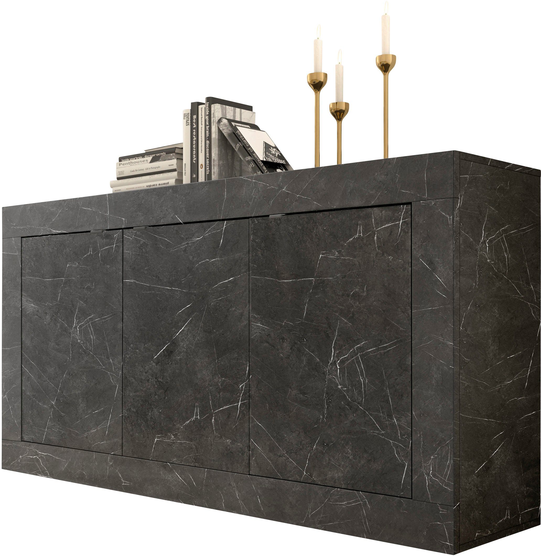 INOSIGN Dressoir Basis breedte 160 cm, commode 3 deuren, dressoir, Metalen handgreep, moderne frame-uitstraling, veel opbergruimte, kleurkeuze