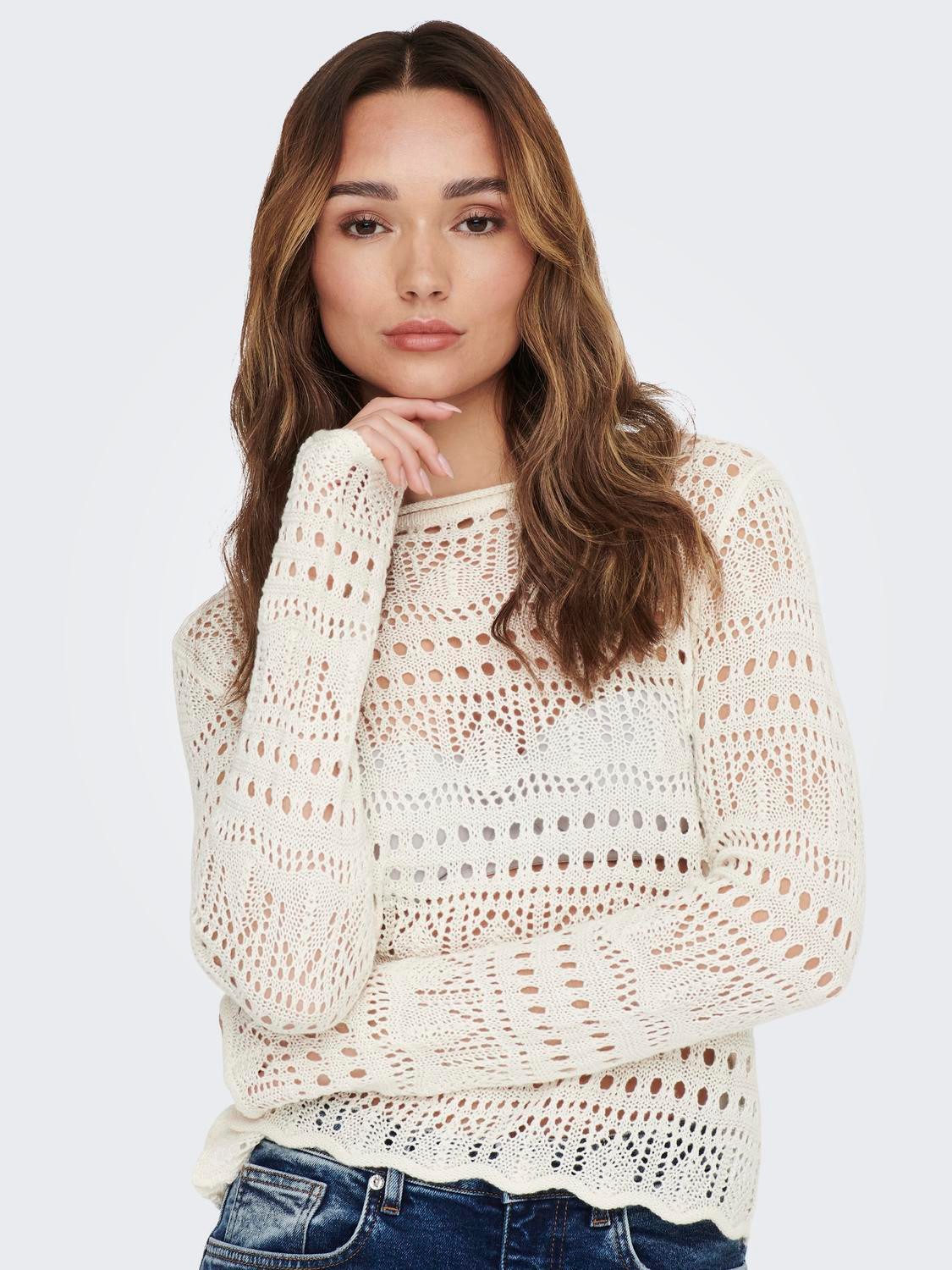 JDY Trui met ronde hals SUN LAY L S BOATNECK PULLOV. KNT NOOS