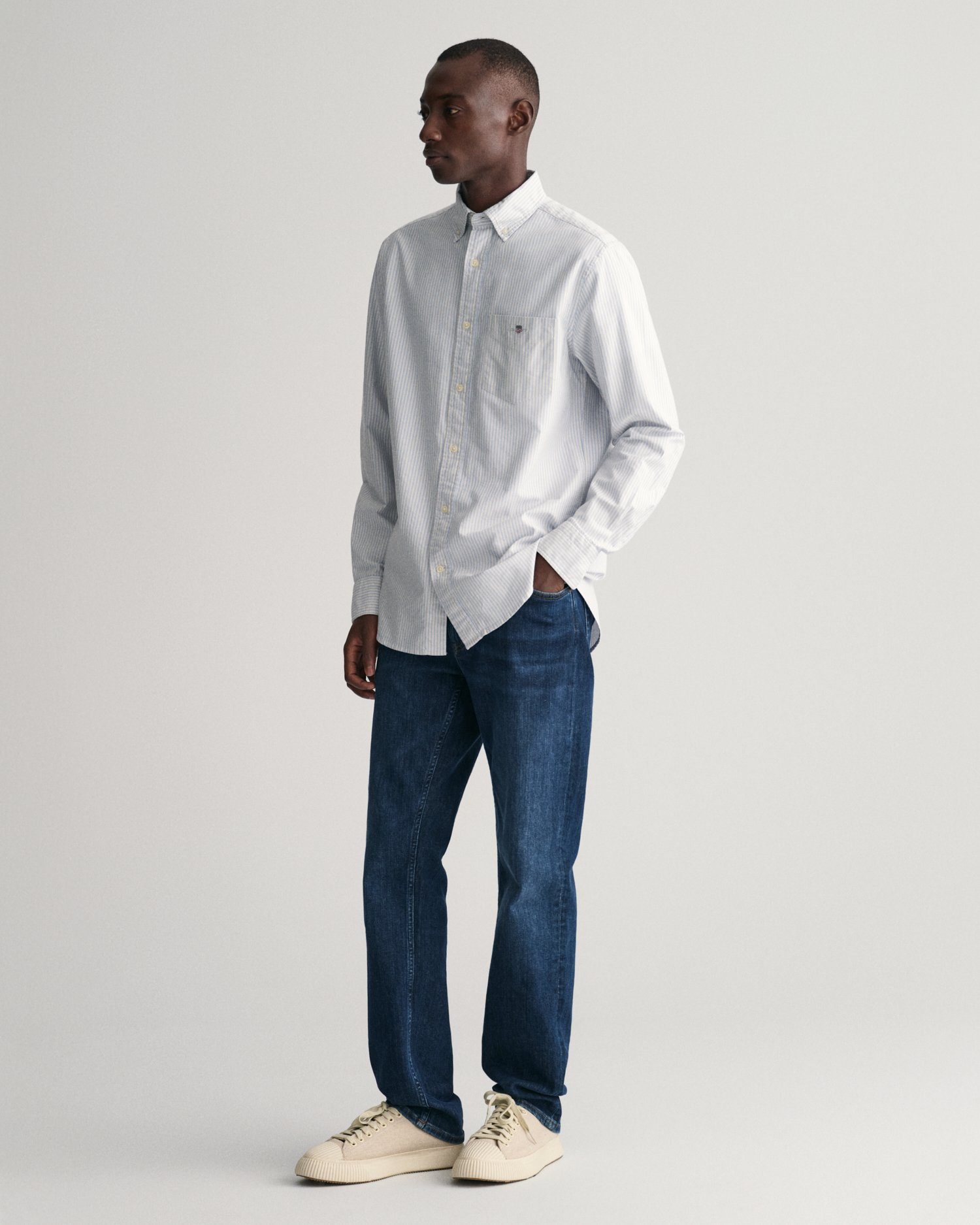 Gant Overhemd met lange mouwen Regular fit Oxford overhemd gestructureerd duurzaam dikker gestreept