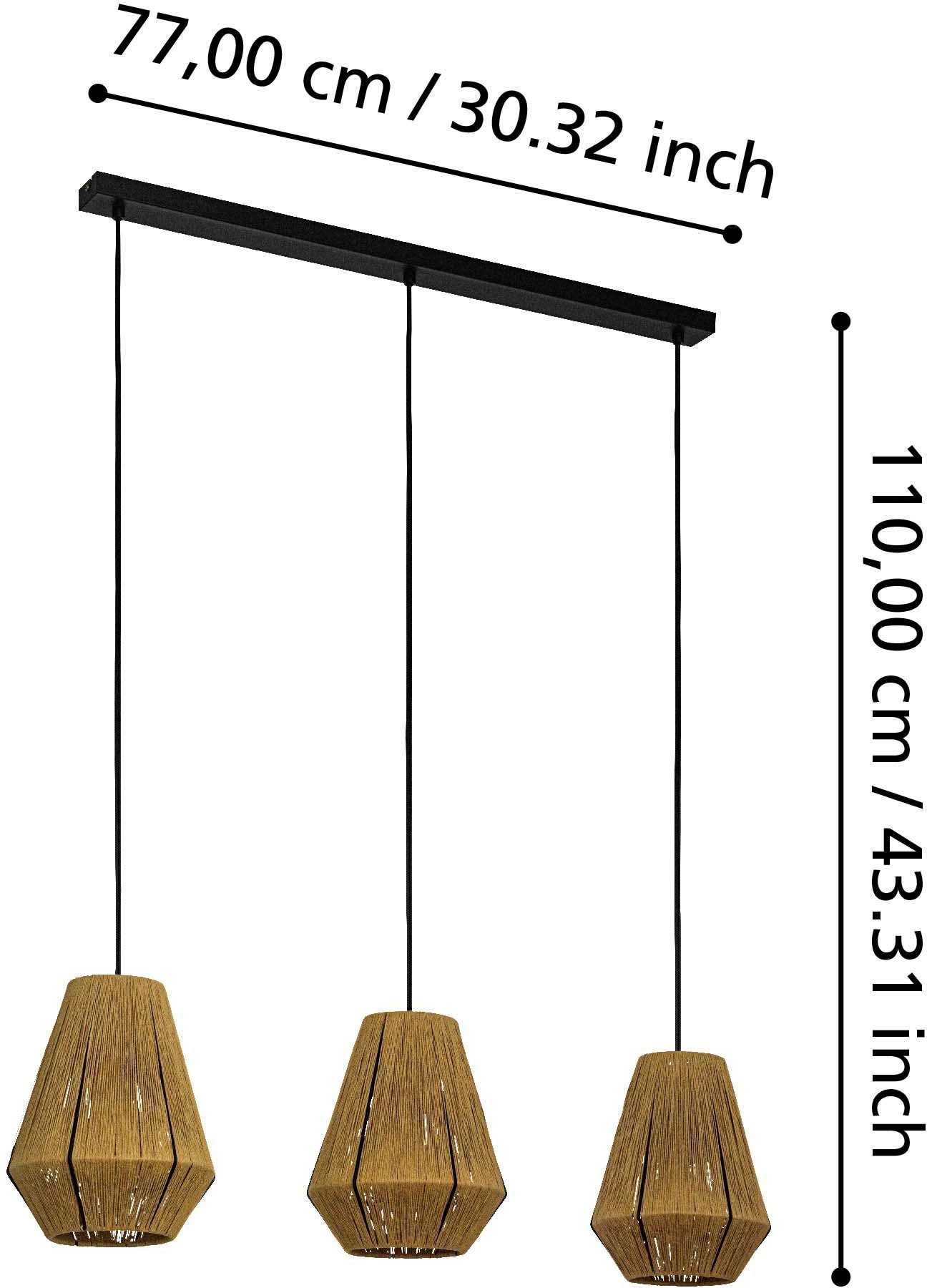 EGLO Hanglamp ALDERNEY Hanglamp, staal en textiel, E27, eetkamerlamp, lamp (1 stuk)