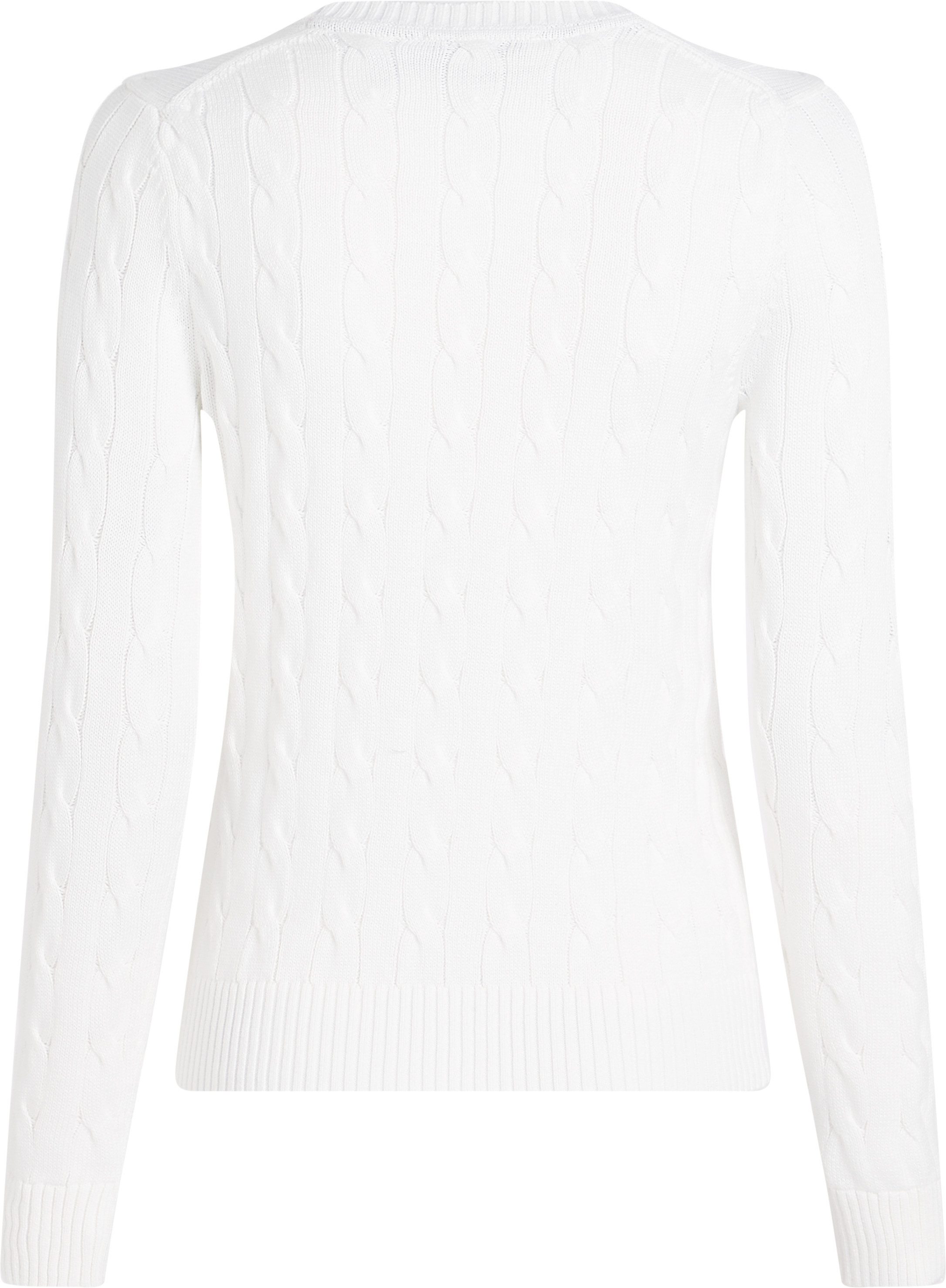 Tommy Hilfiger Trui met ronde hals CO CABLE VAR LS C-NK SWT met kabelpatroon logo-borduursel