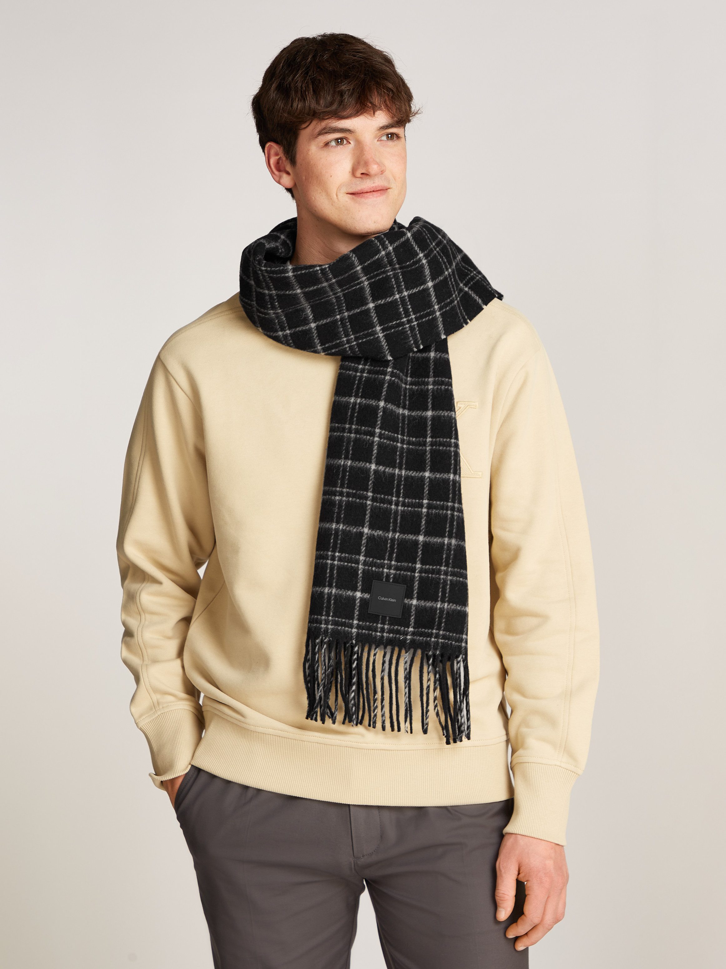 Calvin Klein Sjaal MINI CHECK WOOL SCARF