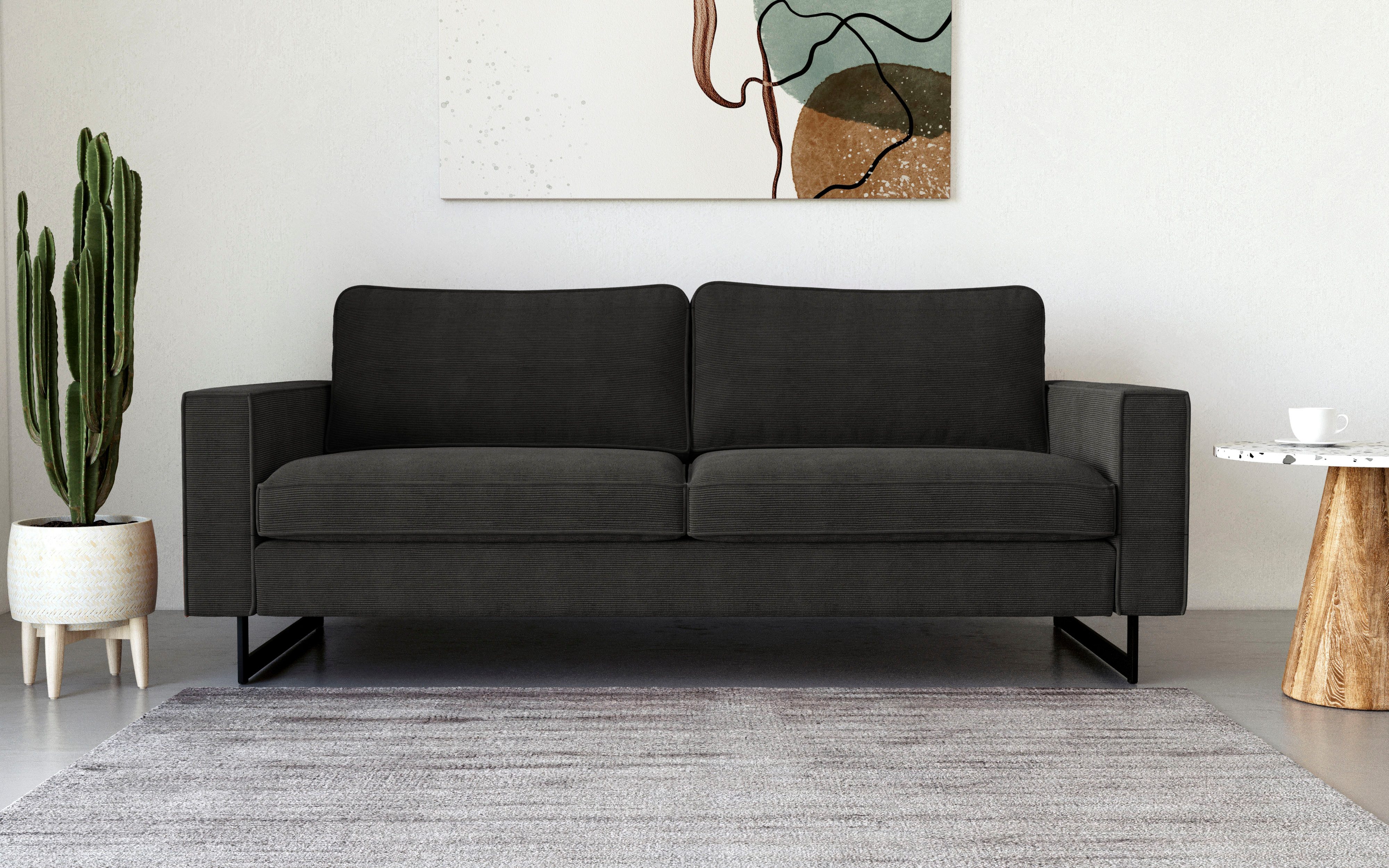 Places of Style 3-zitsbank Pinto Maxi-uitvoering, met opstaande naad en metalen poten, ook met cord overtrekstof