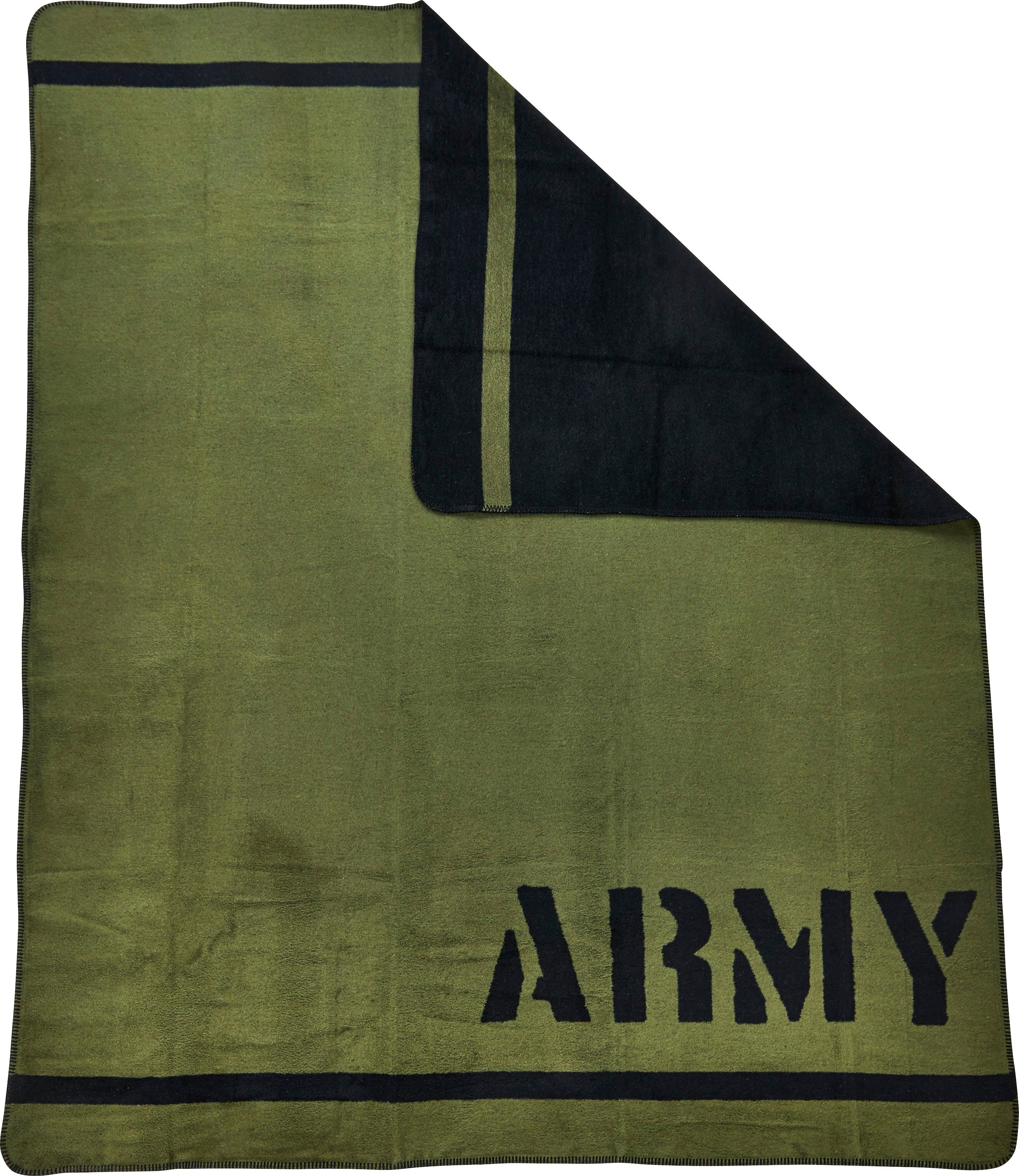done.® Deken Army Deken met insluitende siernaad, knuffeldeken