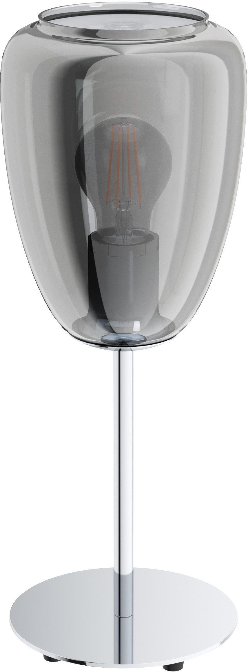 eglo tafellamp alobrase chroom - oe 15 x h 41 cm - tafellamp - nachtkastje - lamp grijs