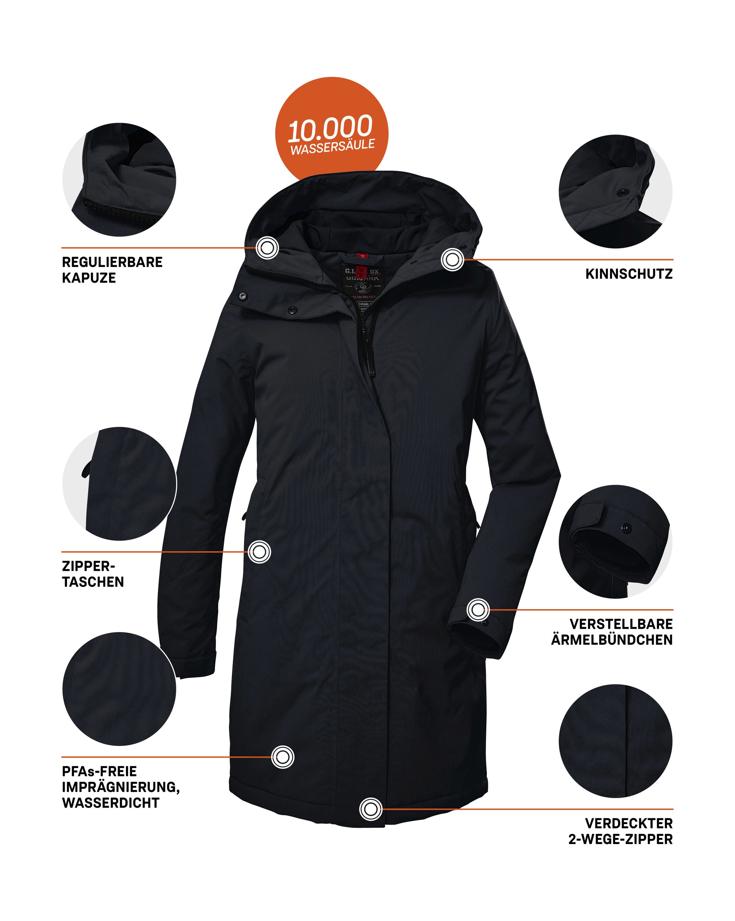 G.I.G.A. DX by killtec Parka GW 73 WMN PRK Waterdichte ademende damesparka duurzaam geïmpregneerd