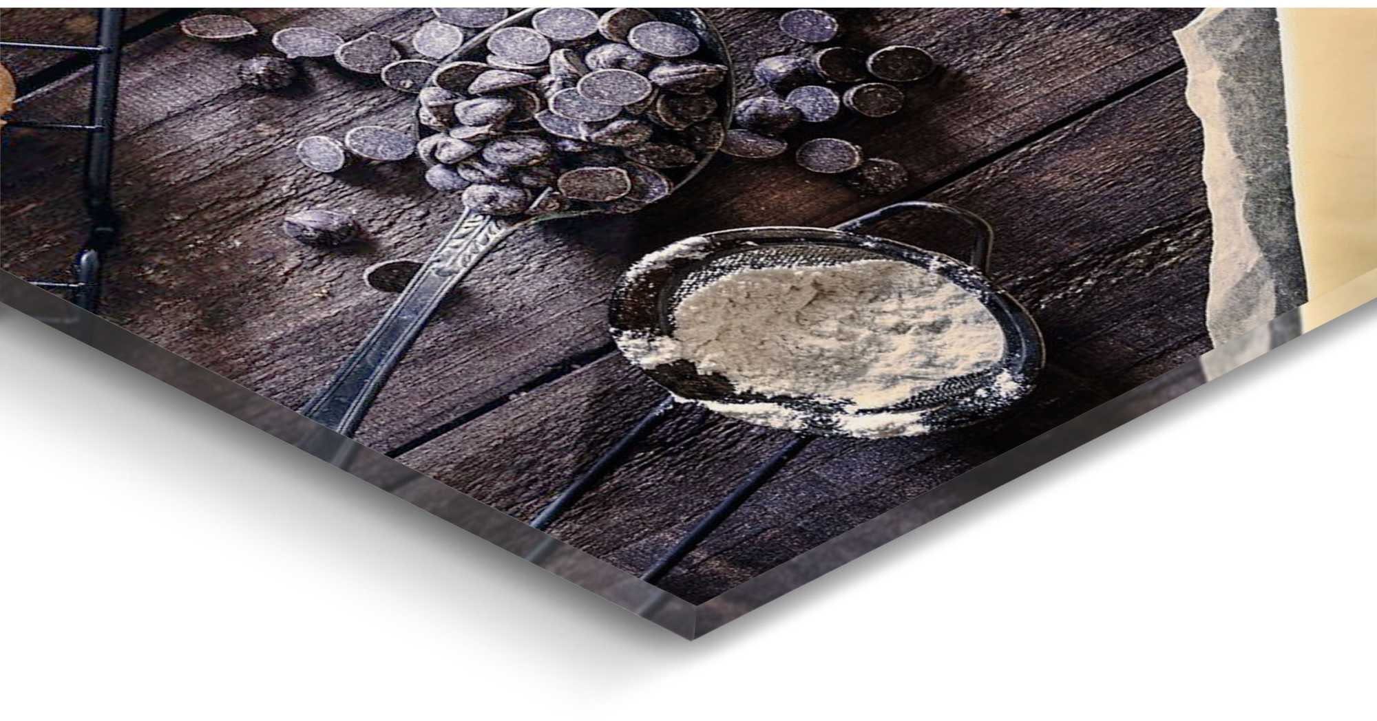 Reinders! Print op glas Artprint op glas lekkere chocolade cookies - ingrediënten - walnoten - bakken