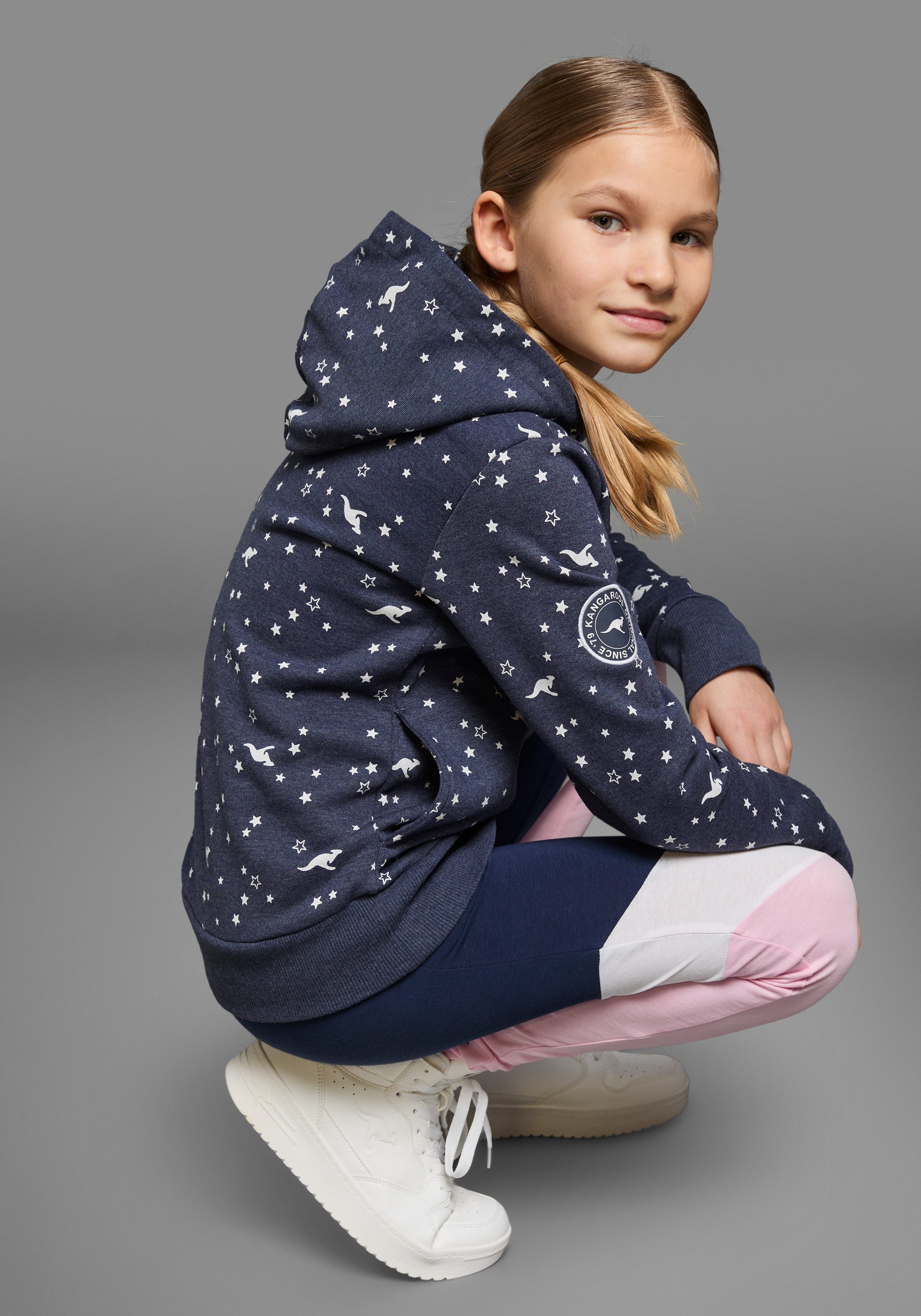 KangaROOS Hoodie Lange mouwen, bedrukt, met capuchon, van katoenmix