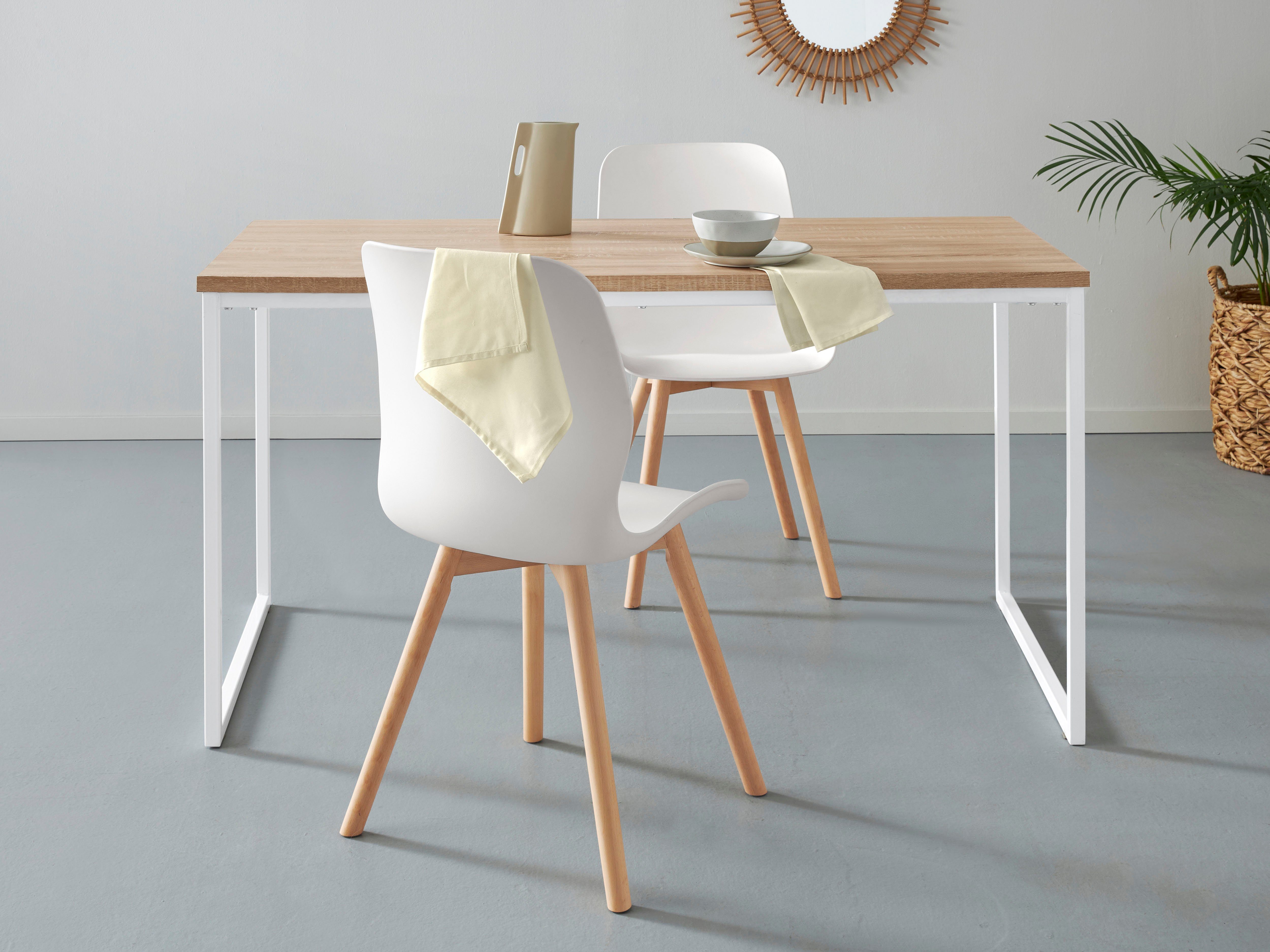 andas Eettafel Hulsig met tafelblad in een hout-look en voelbare structuur, hoogte 76 cm (1 stuk)