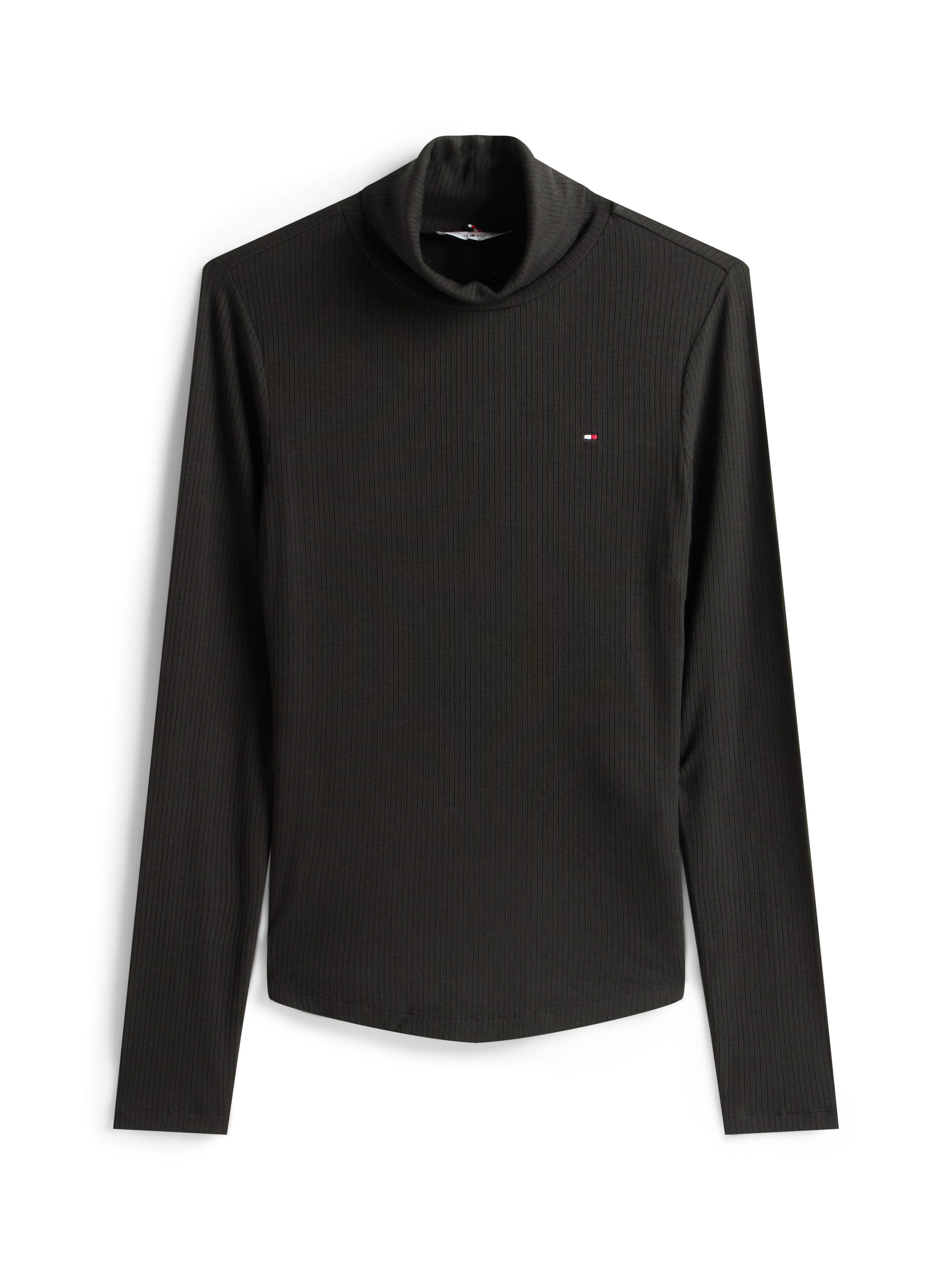 Tommy Hilfiger Shirt met lange mouwen SLIM 5X2 RIB ROLL-NK LS in een geribde structuur