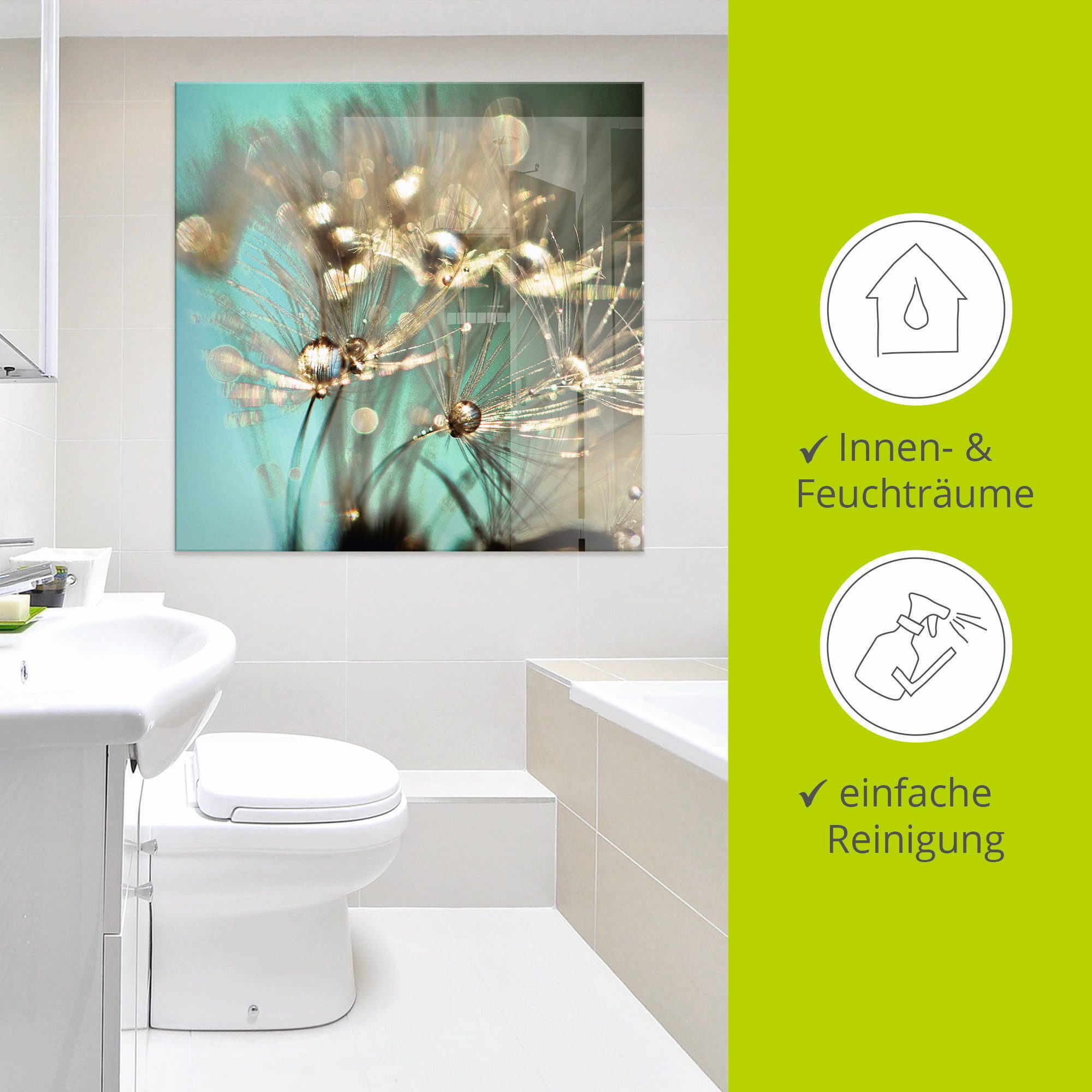 Artland Print op glas Pluizenbol glanzend goudkleur