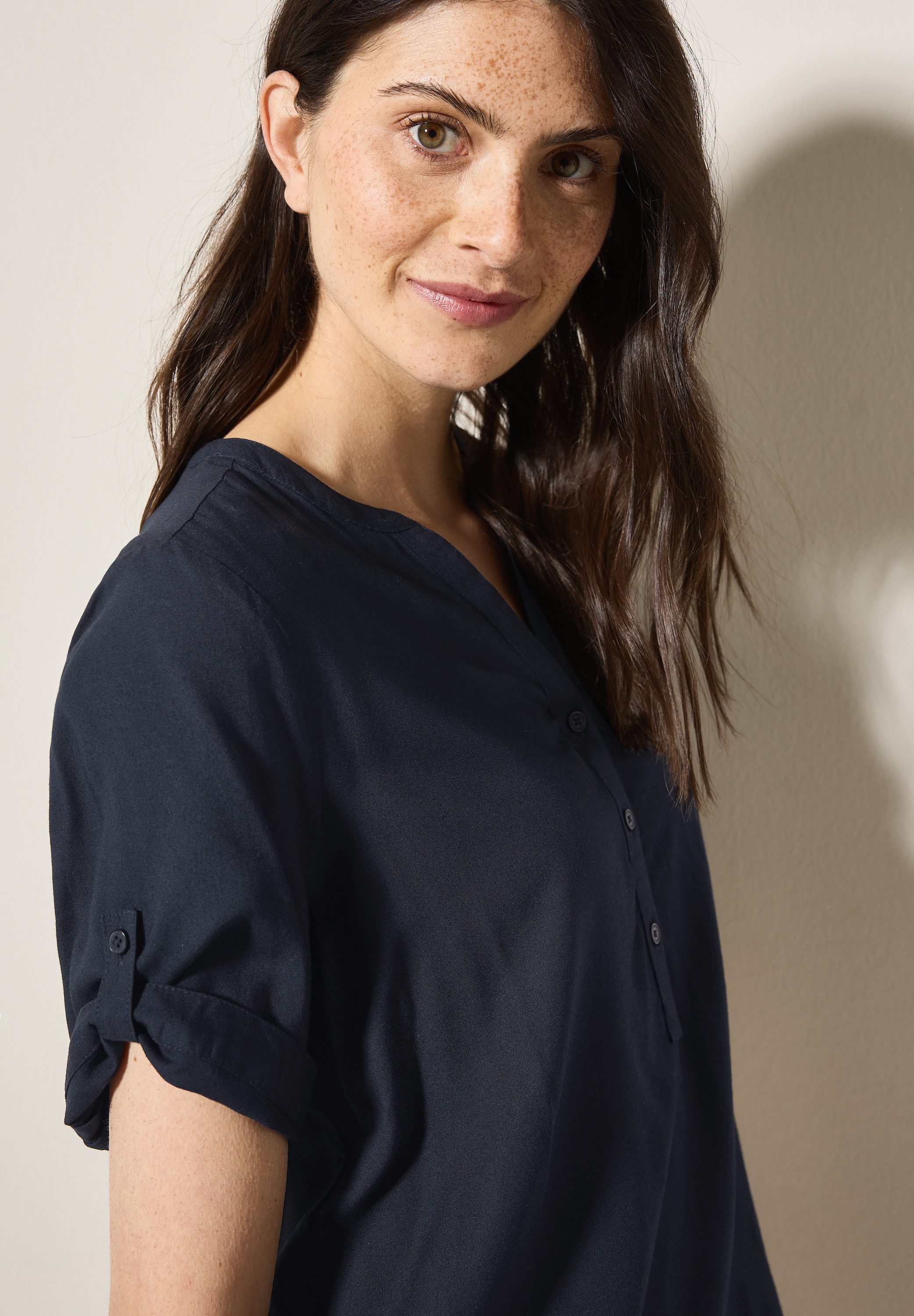 Cecil Blouse met korte mouwen met knoopsluiting en van viscose