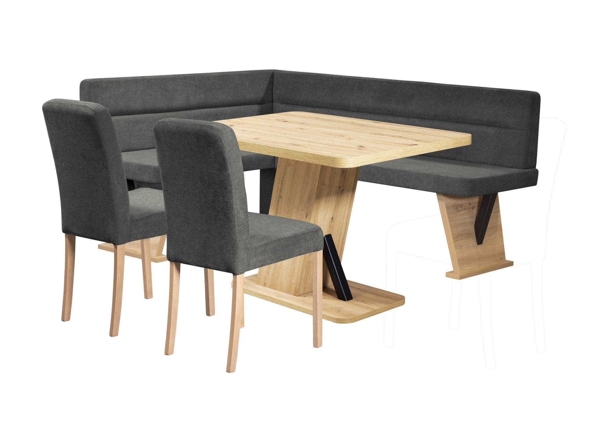 Home affaire Stoel met 4 poten Laros Massief houten frame (set)