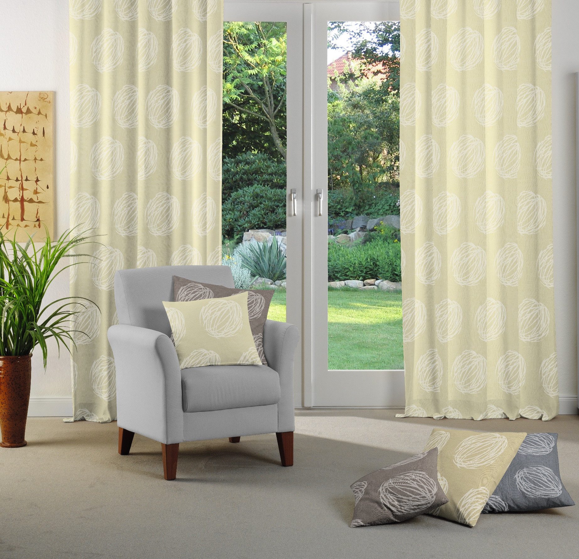 Wirth Gordijn Kingston (1 stuk) kant & klaar gordijnen maat hxb: 145x135 cm beige