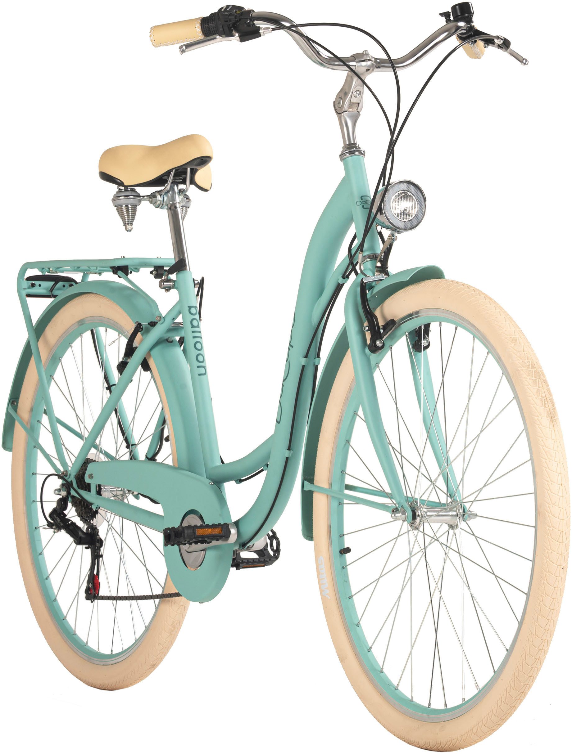Dacapo Citybike Balloon damesfiets 28'' turkoois 6 versnellingen 48 cm