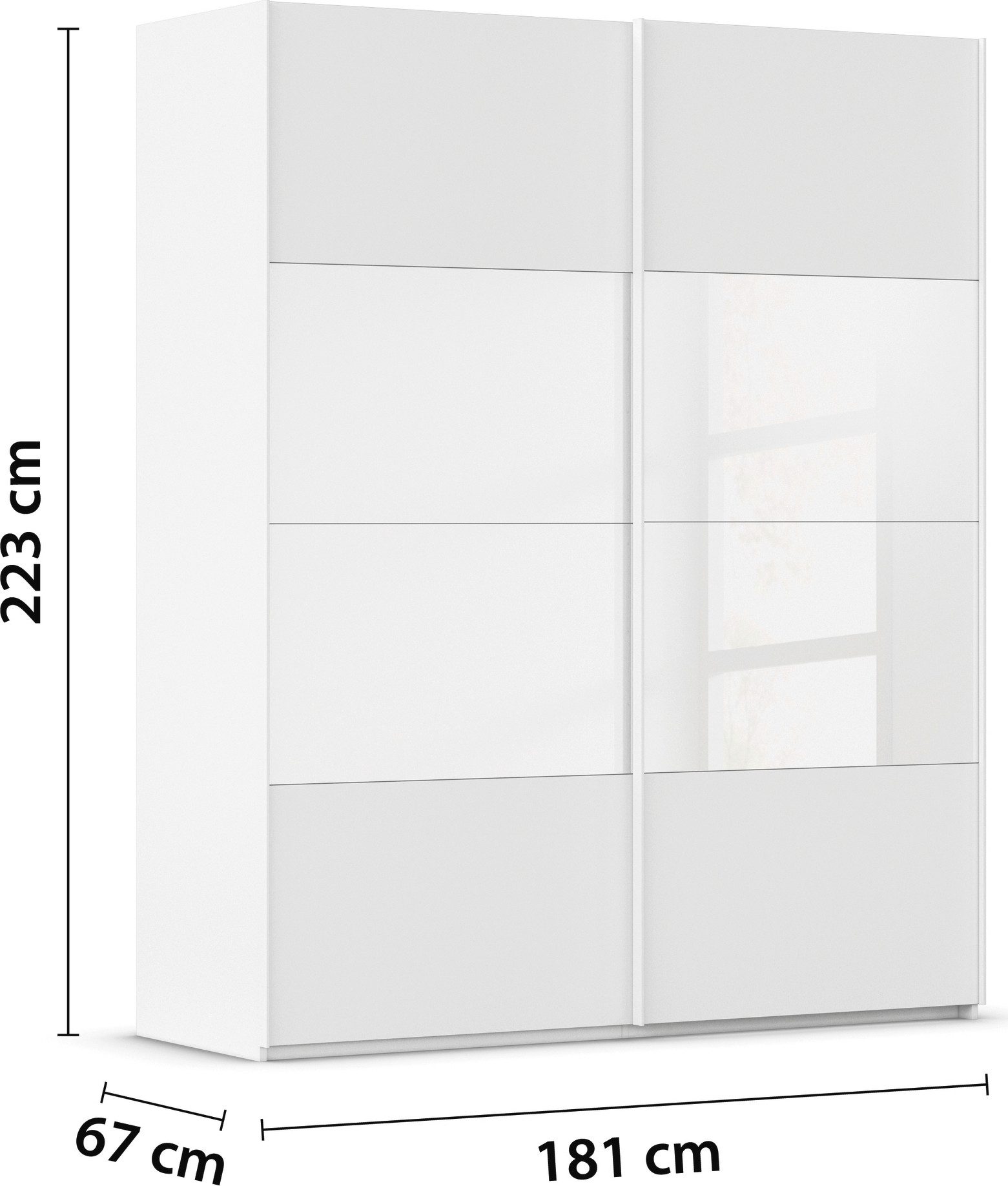 rauch Schuifdeurkast Kledingkast Kast Garderobe Slaapkamerkast SCALE-FYRA edel vierdelige deuren glas mat/glanzend veel kleuren made in germany