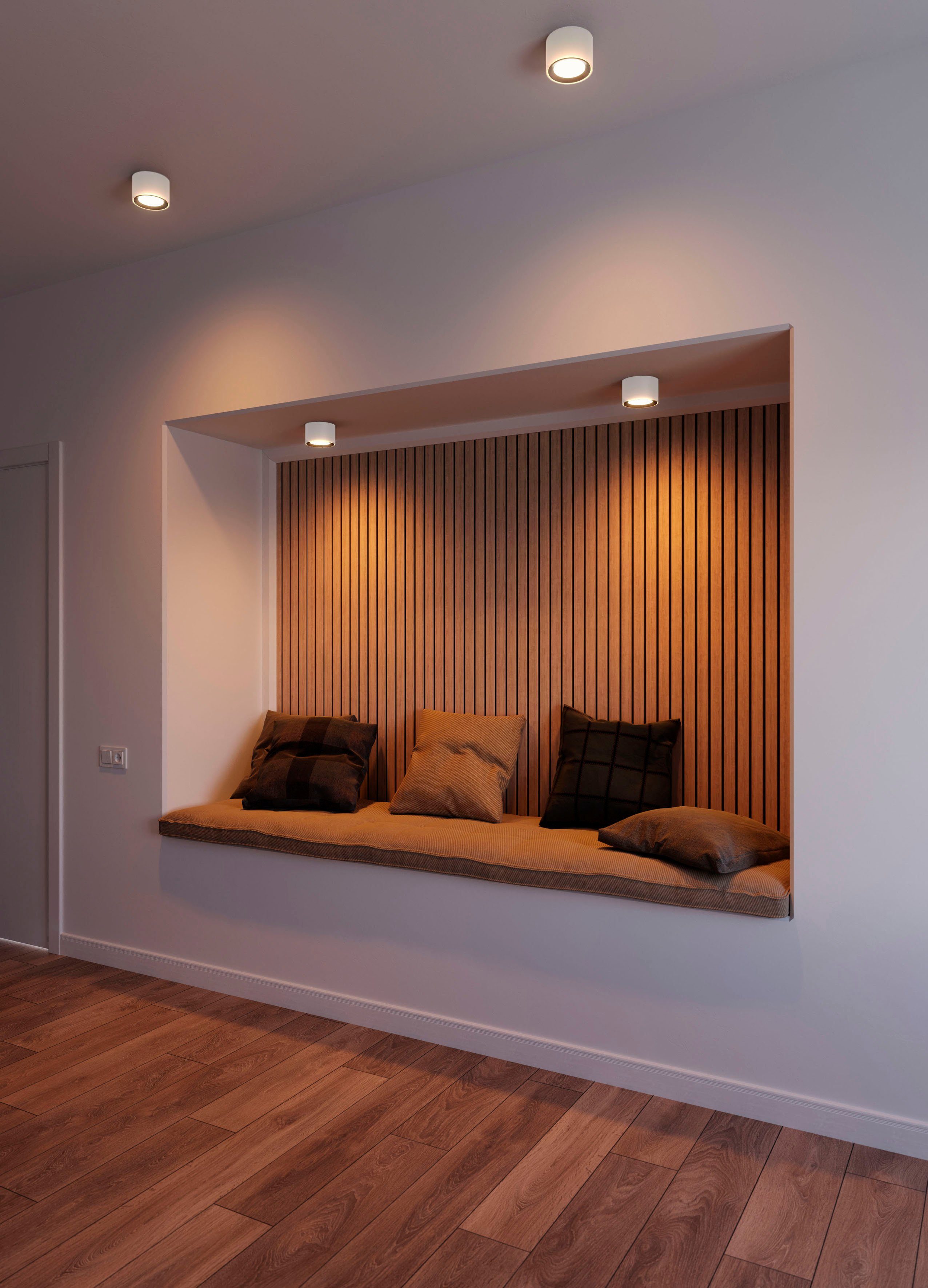 Nordlux Led-plafondlamp Landon Smart Dimbaar met Nordlux Smart (binnen- en buitenring), IP44-bescherming (1 stuk)