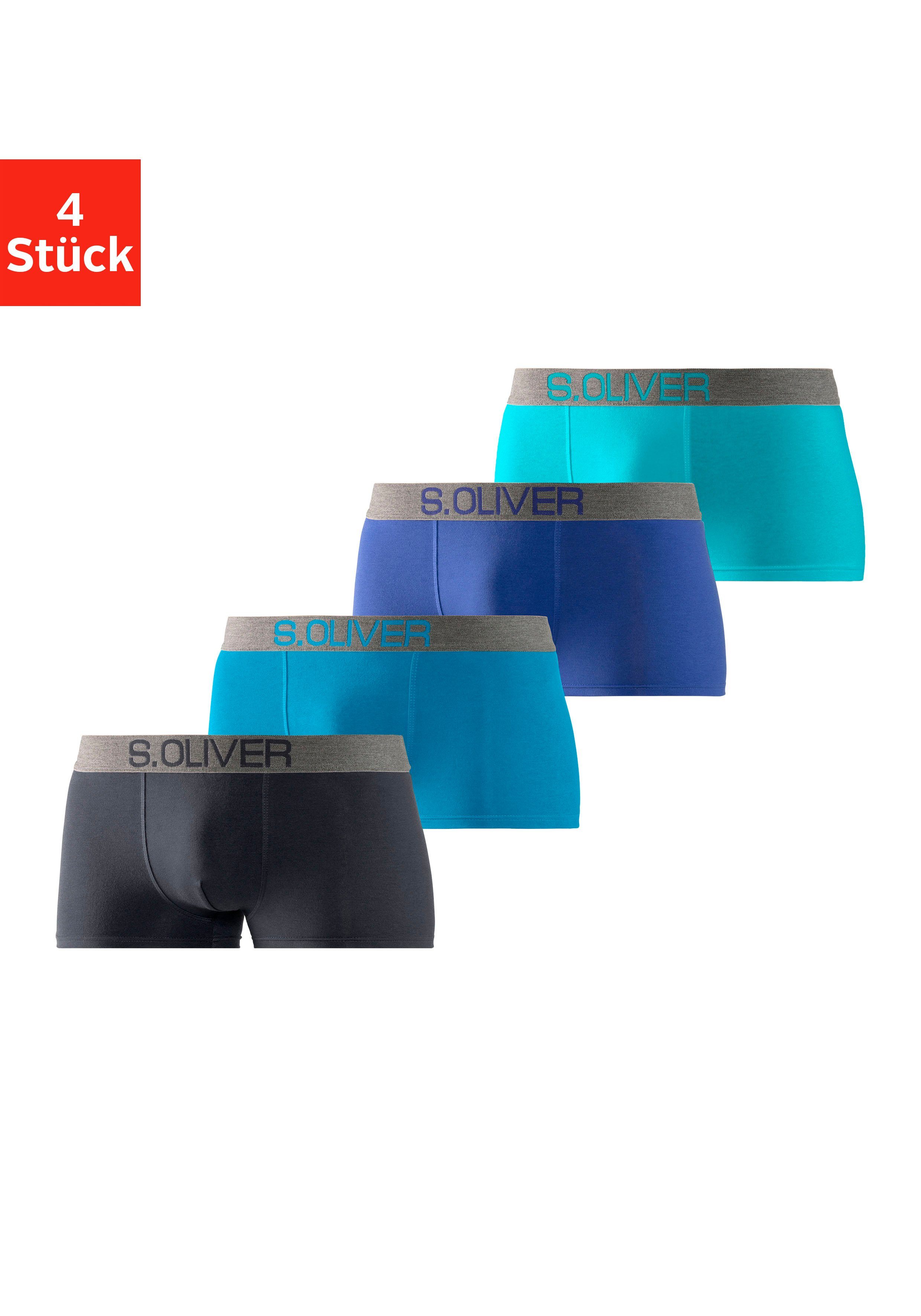 s.Oliver RED LABEL Beachwear Hipster strak zittende boxershorts voor heren van katoenmix (set, 4 stuks)