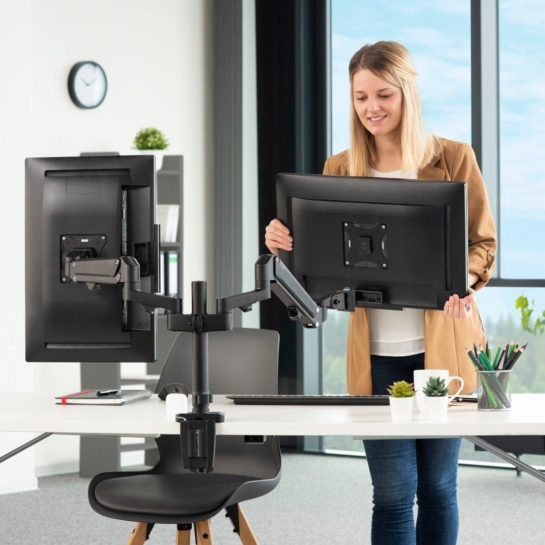 Hama Monitorhouder Beeldscherm houder, 33-81 cm(13"-32"), 2 monitoren, zwart