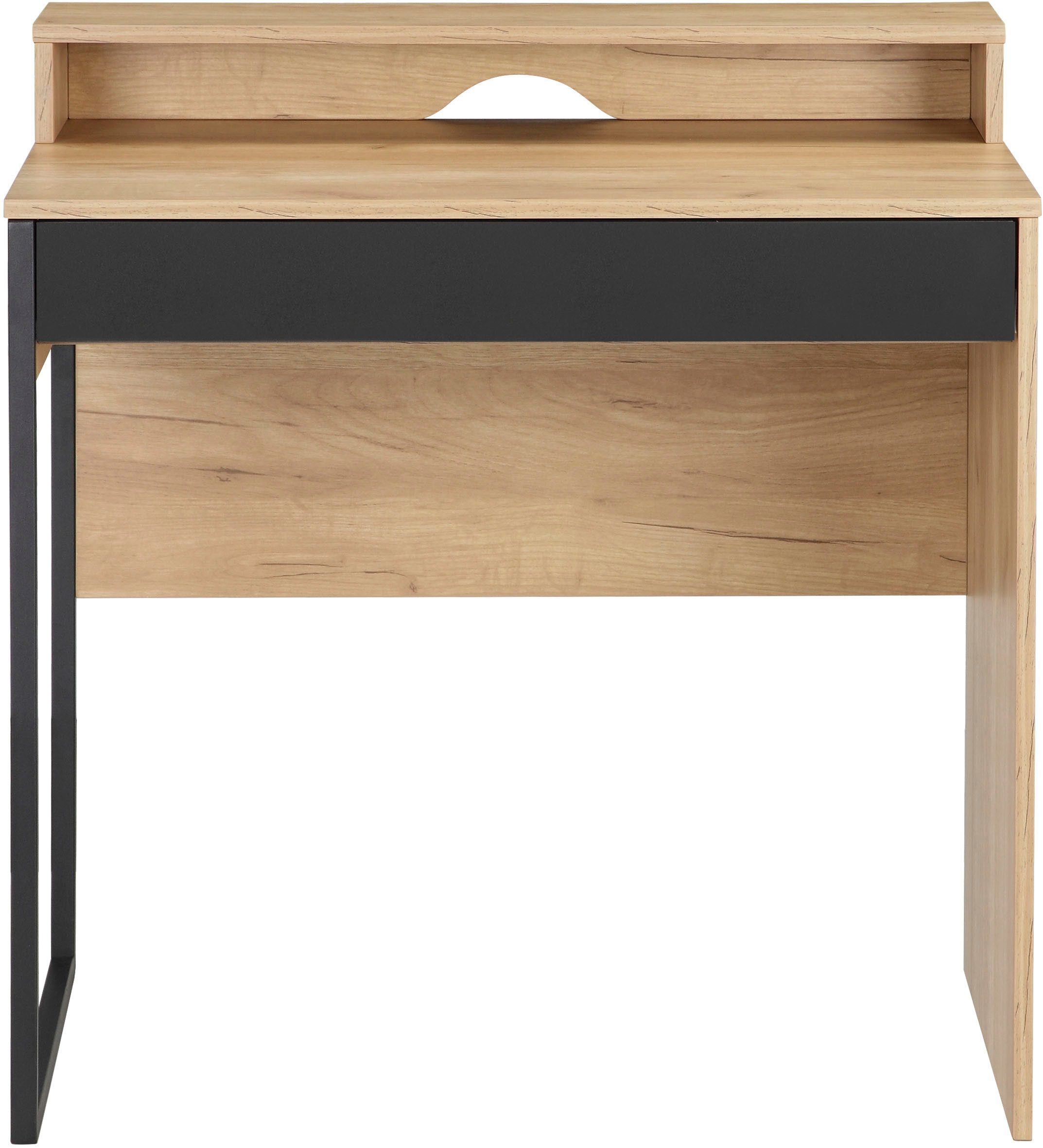 Places of Style Bureau Moid, computertafel in modern design Breedte 80 cm, met lade, kabeldoorvoer & metalen voet