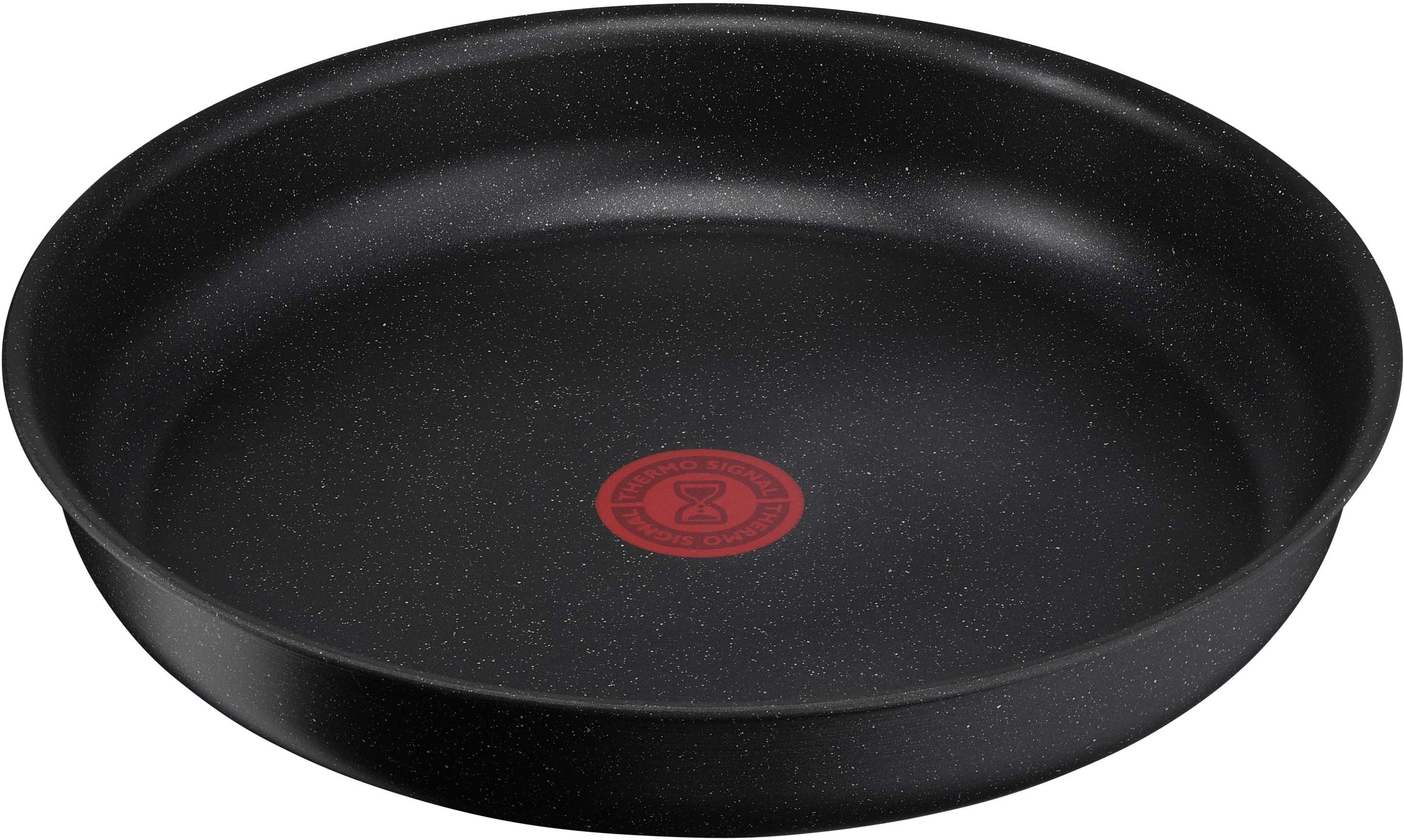 Tefal Pannenset Ingenio Black Stone Anti-aanbak, afneembare handgreep, thermo-signaal, voor alle kookplaten, inductie (set, 3-delig)