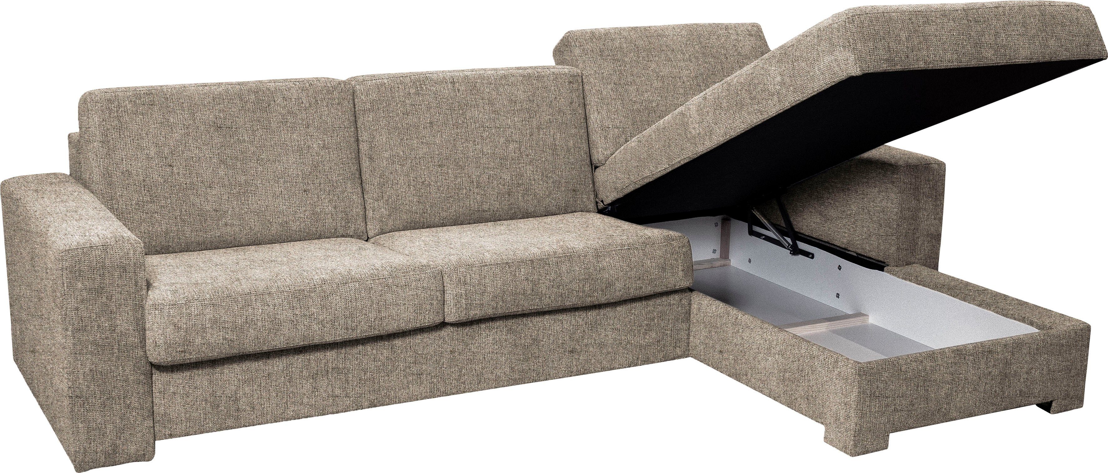 Home affaire Hoekbank Roma "M" matras hoogte 14 cm, slaapfunctie, met ondervering,