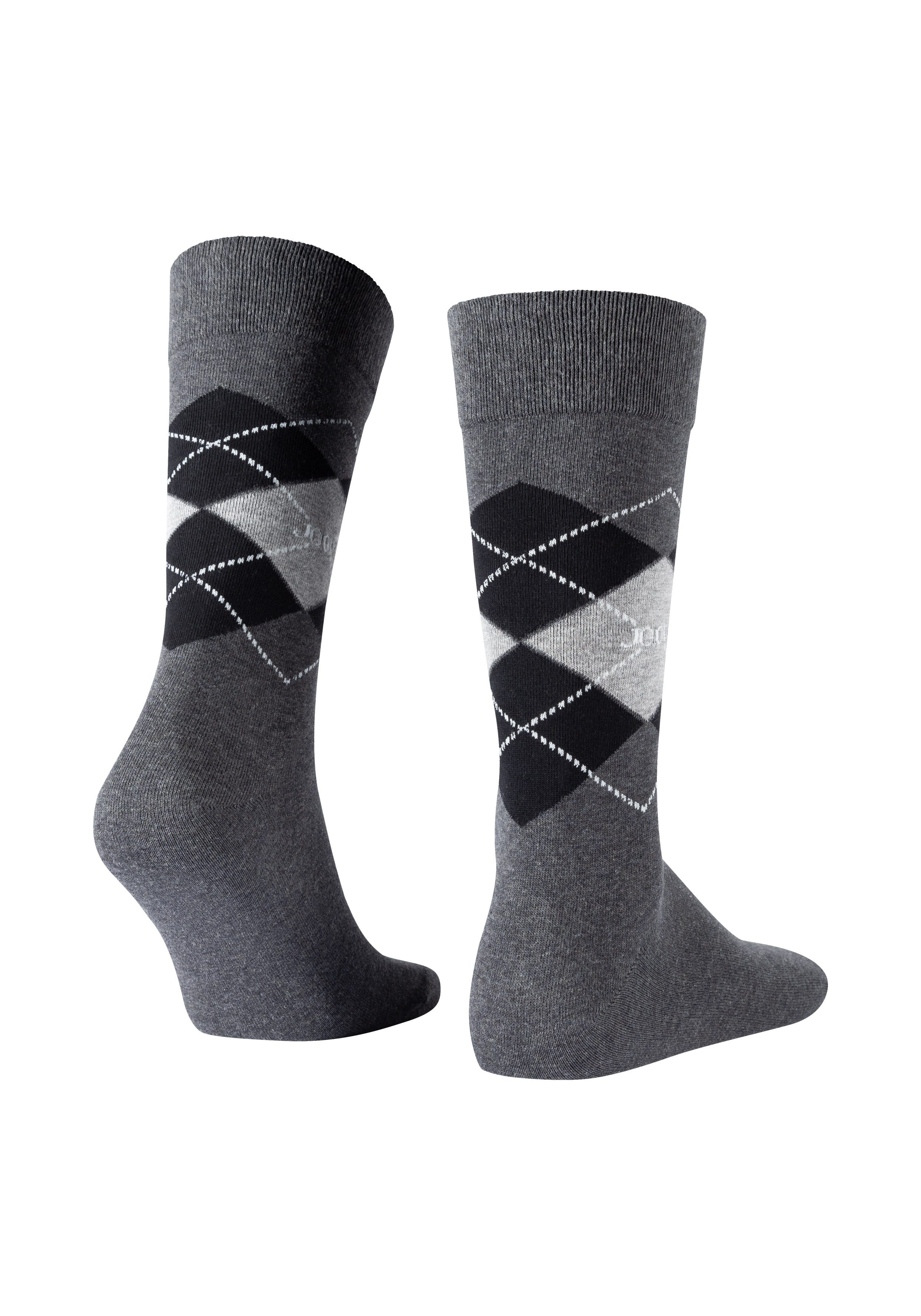 JOOP! Sokken Premium Essentials Premium kwaliteit, versterkte hiel, versterkte tenen, Argyle design (Set van 2)