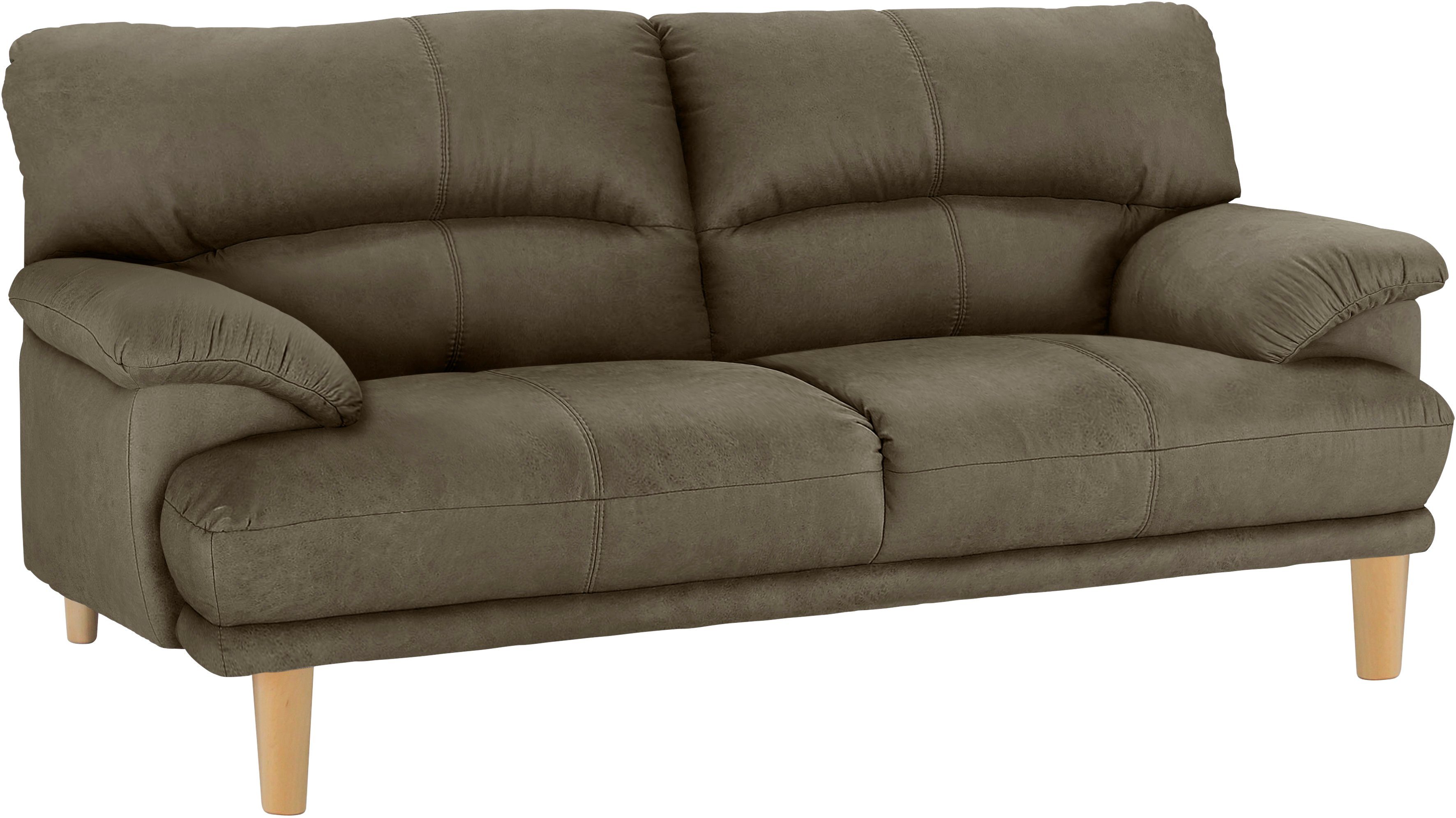 TRENDMANUFAKTUR 3-zitsbank Cecilia, sofa in Italiaans design met geweldig zitcomfort, extreem comfortabele armleuningen, houten voeten bruin,