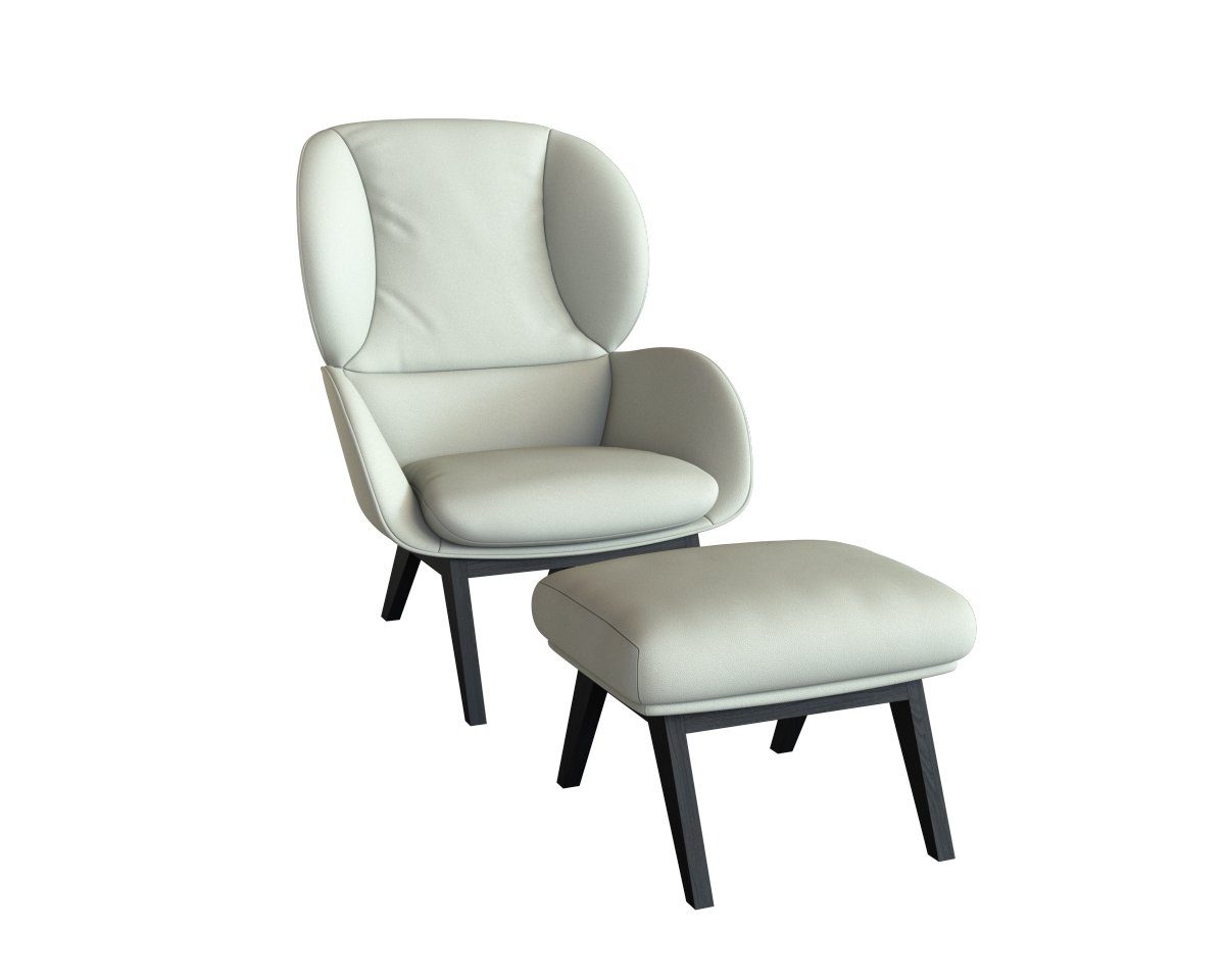 FLEXLUX Oorfauteuil Adria designstoel, loungestoel, Stijl & comfort, organische vorm, zwarte houten voet fauteuils wit