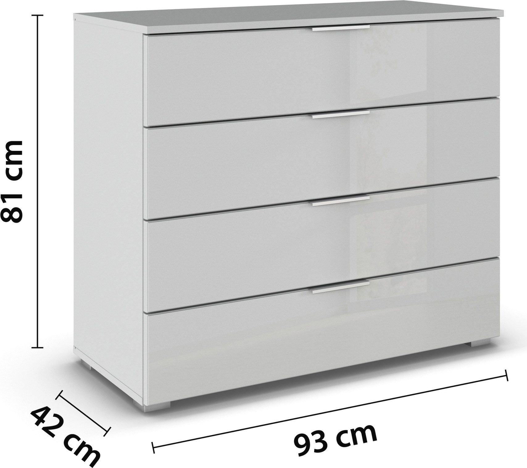 rauch Ladekast Sideboard AGORDO met glazen front Breedte 93 cm met 4 grote lades voor veel opbergruimte MADE IN GERMANY