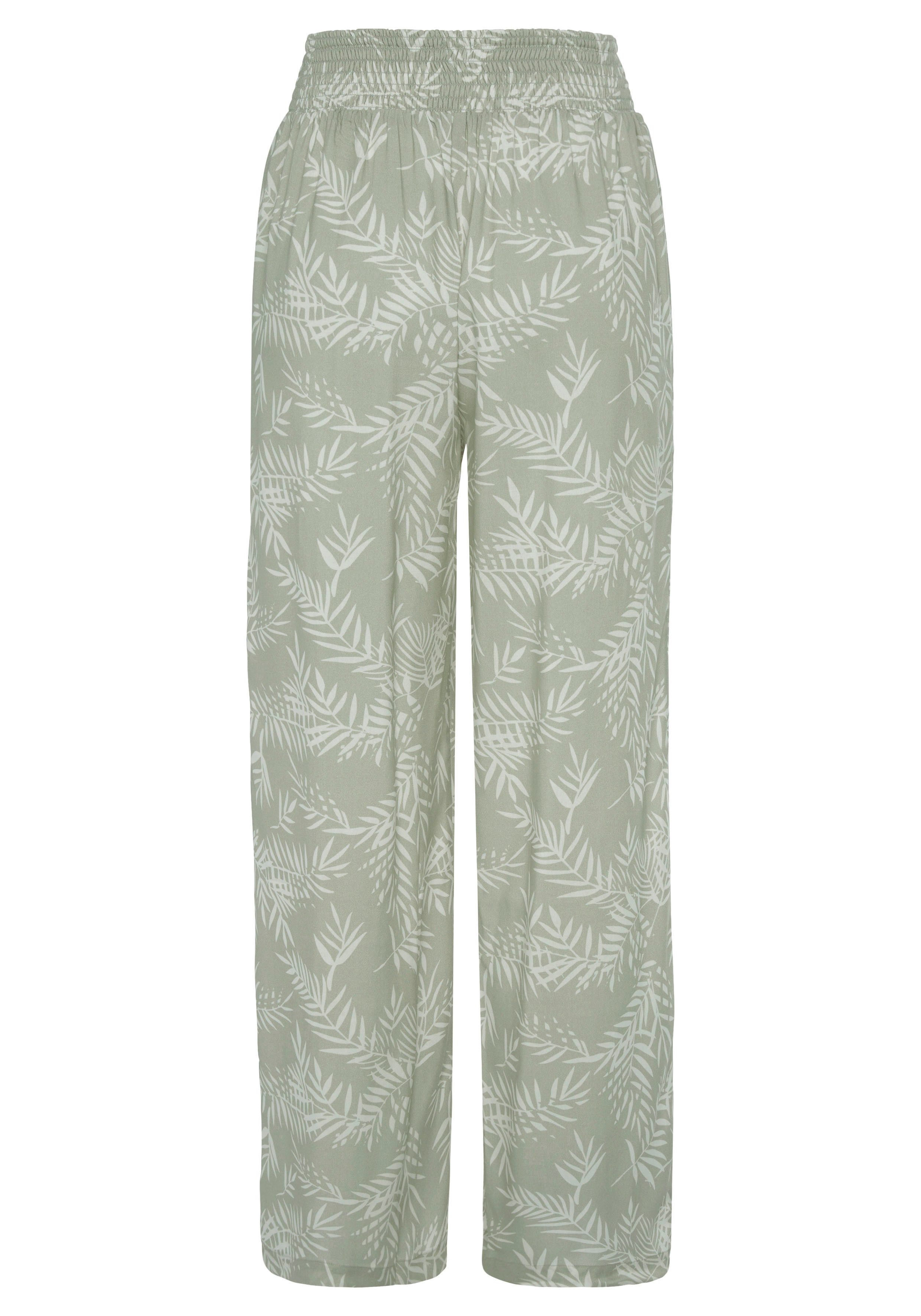 Lascana Palazzobroek van crêpe viscose met elastische gesmokte boorden, stoffen broek