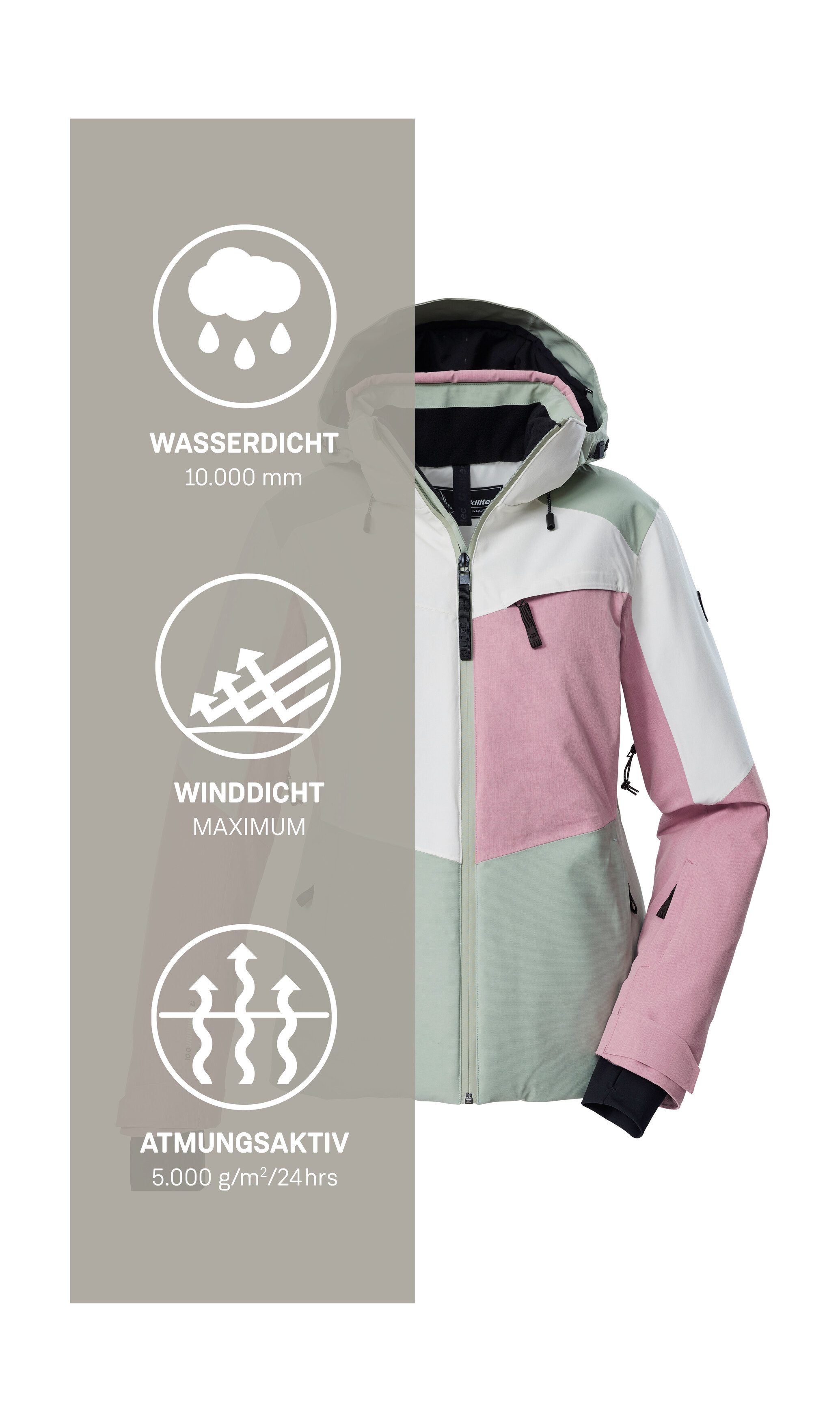 Killtec Ski-jack KSW 39 WMN SKI JCKT Waterdichte dames ski jas met ademend vermogen en slimme functies
