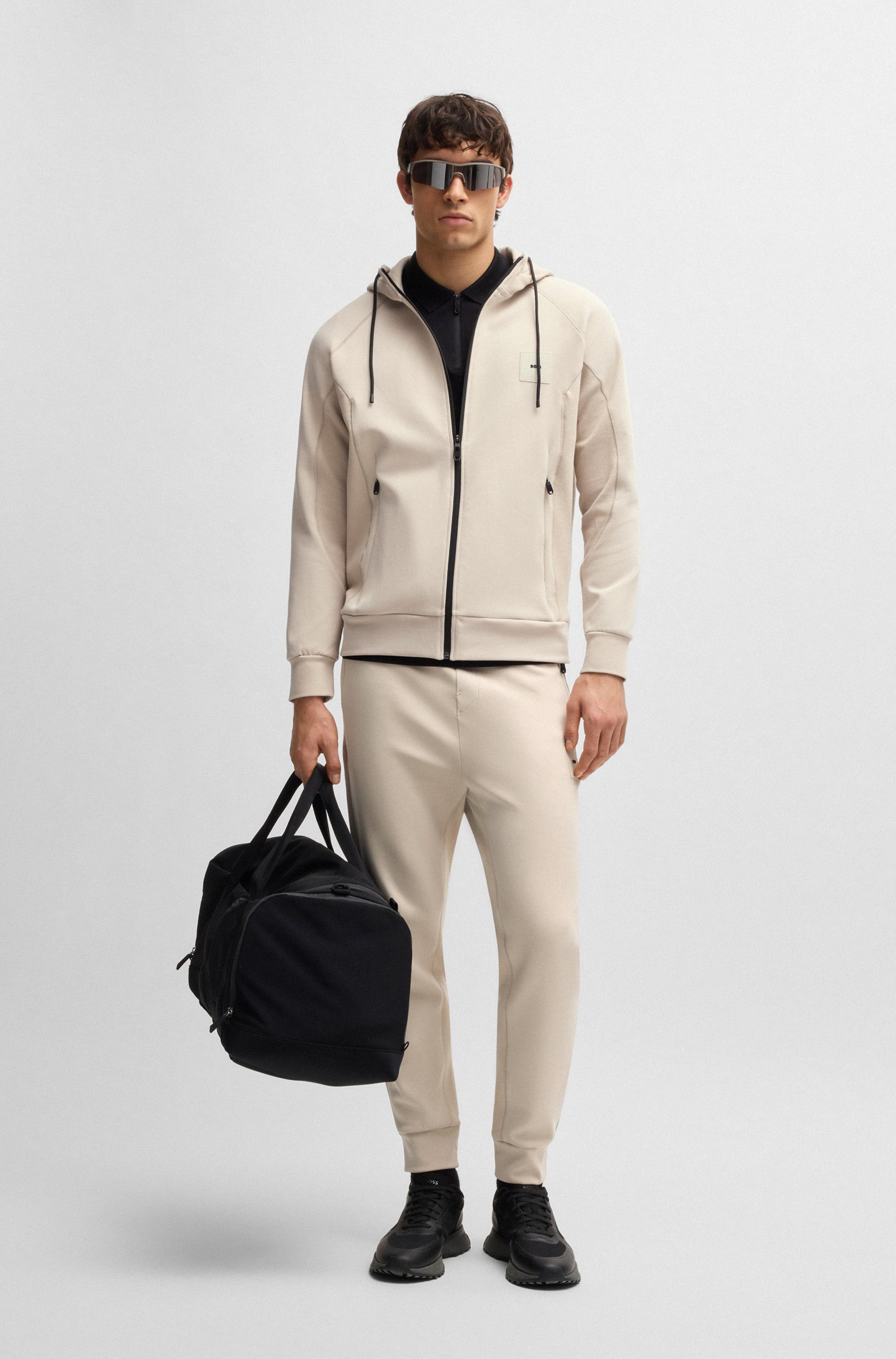 BOSS GREEN Sweatvest Saggy Rib met tonale inzetten