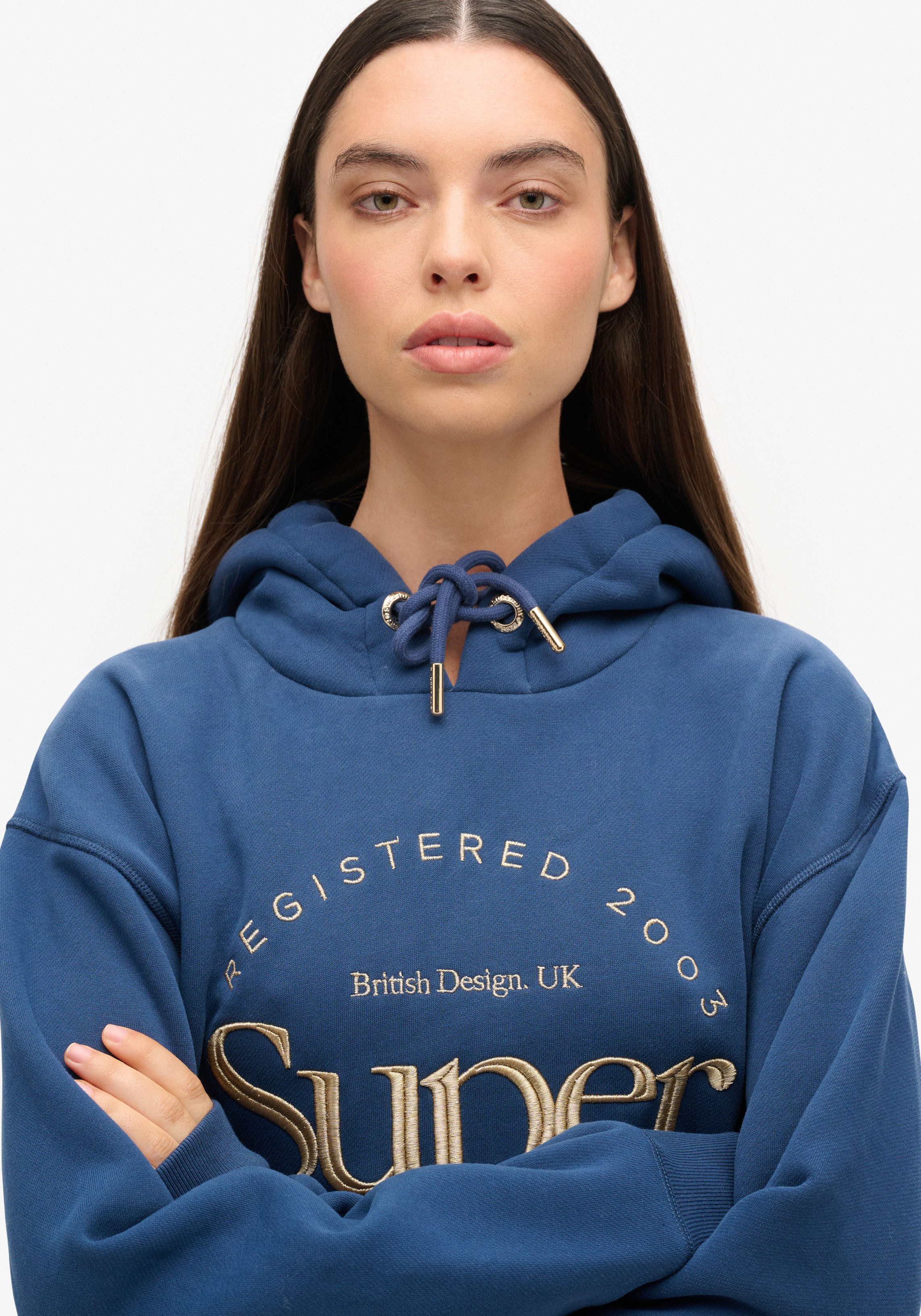 Superdry Jerseyjurk LUXE METALLIC LOGO HOOD DRESS