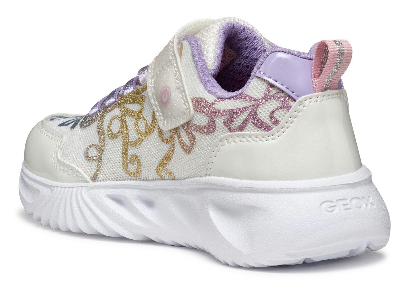Geox Sneakers J ASSISTER GIRL knipperschoen , klittenbandschoen met kleurrijke glitterstrikpatroon en knipperfunctie