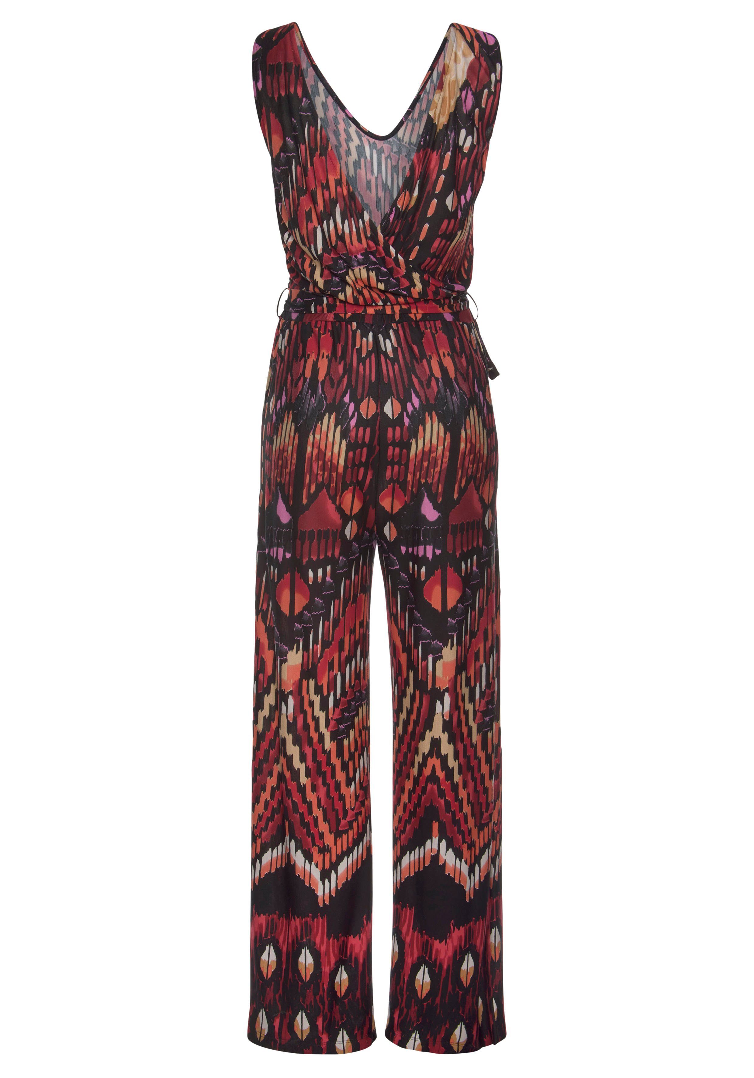 Buffalo Jumpsuit met alloverprint en wijde pijpen, zomerse jumpsuit met zakken