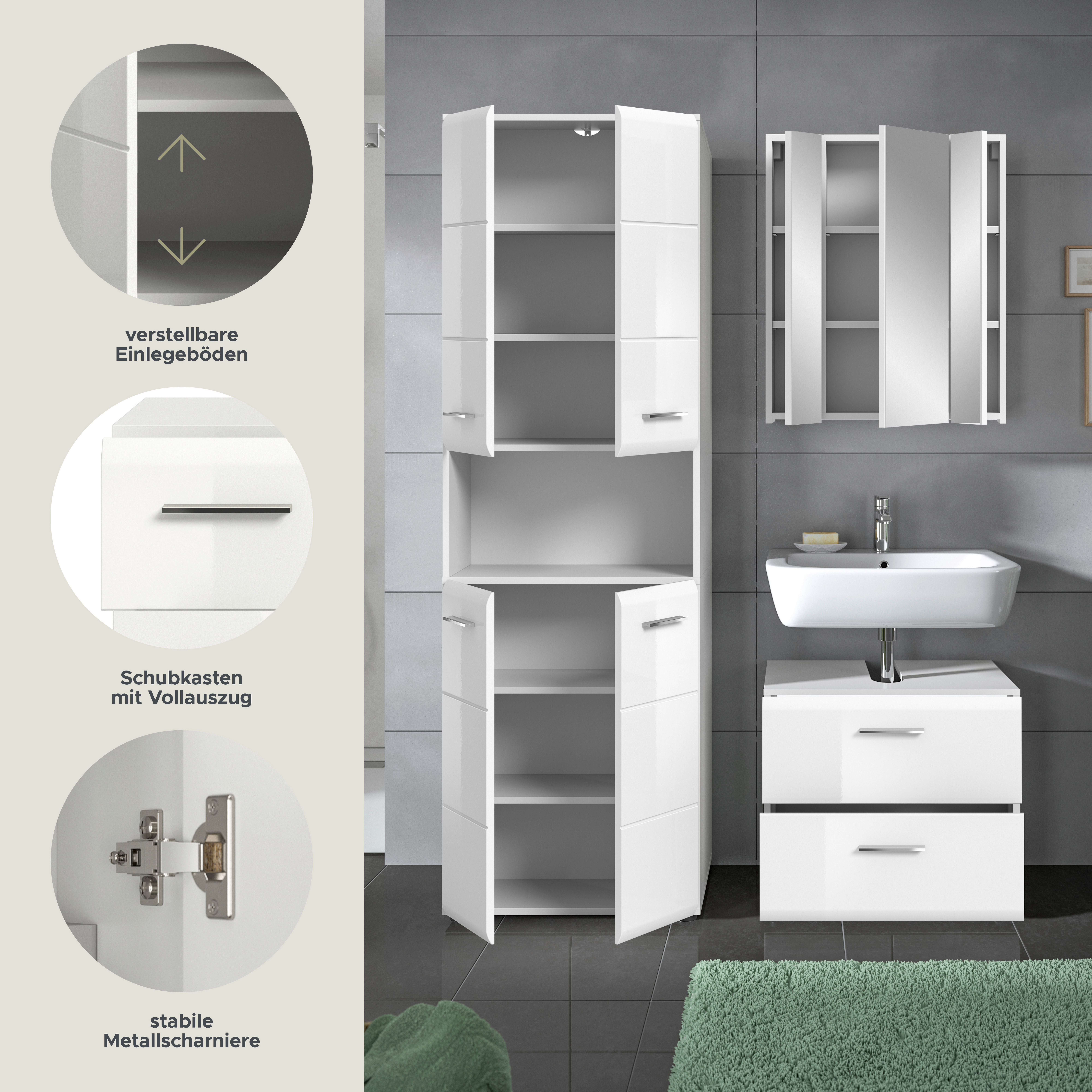 INOSIGN Badmeubelset FLORENZ, TOPSELLER!, 3-delige badcombinatie, hoogwaardige MDF-front