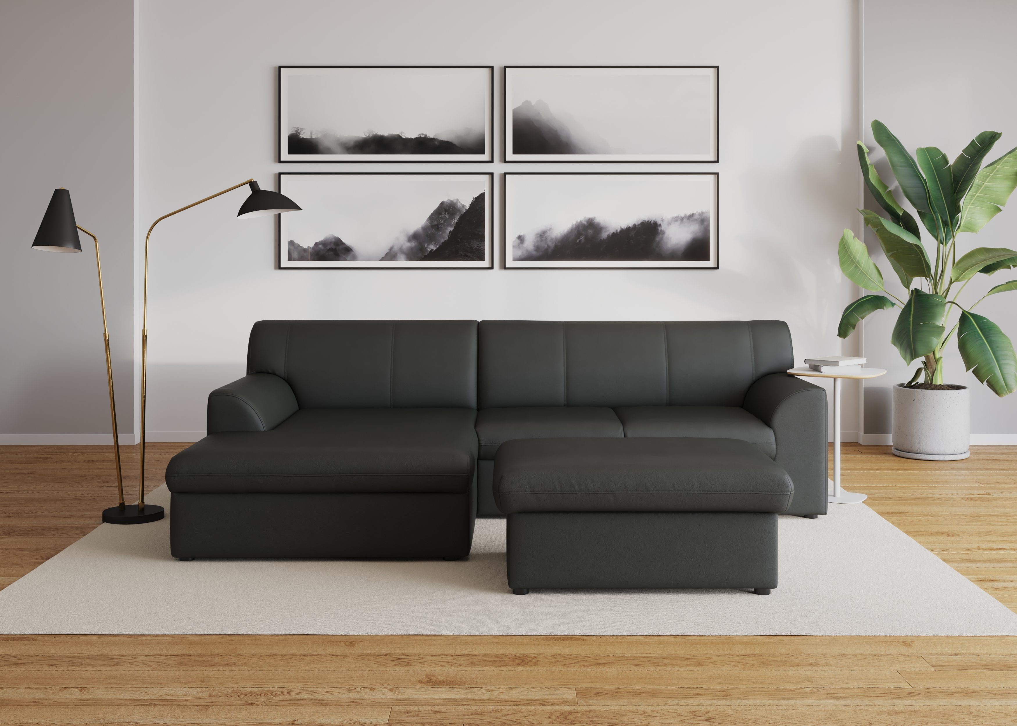 DOMO collection Hoekbank Topper, elegant en tijdloos, compacte afmetingen 245/155cm, L-vorm