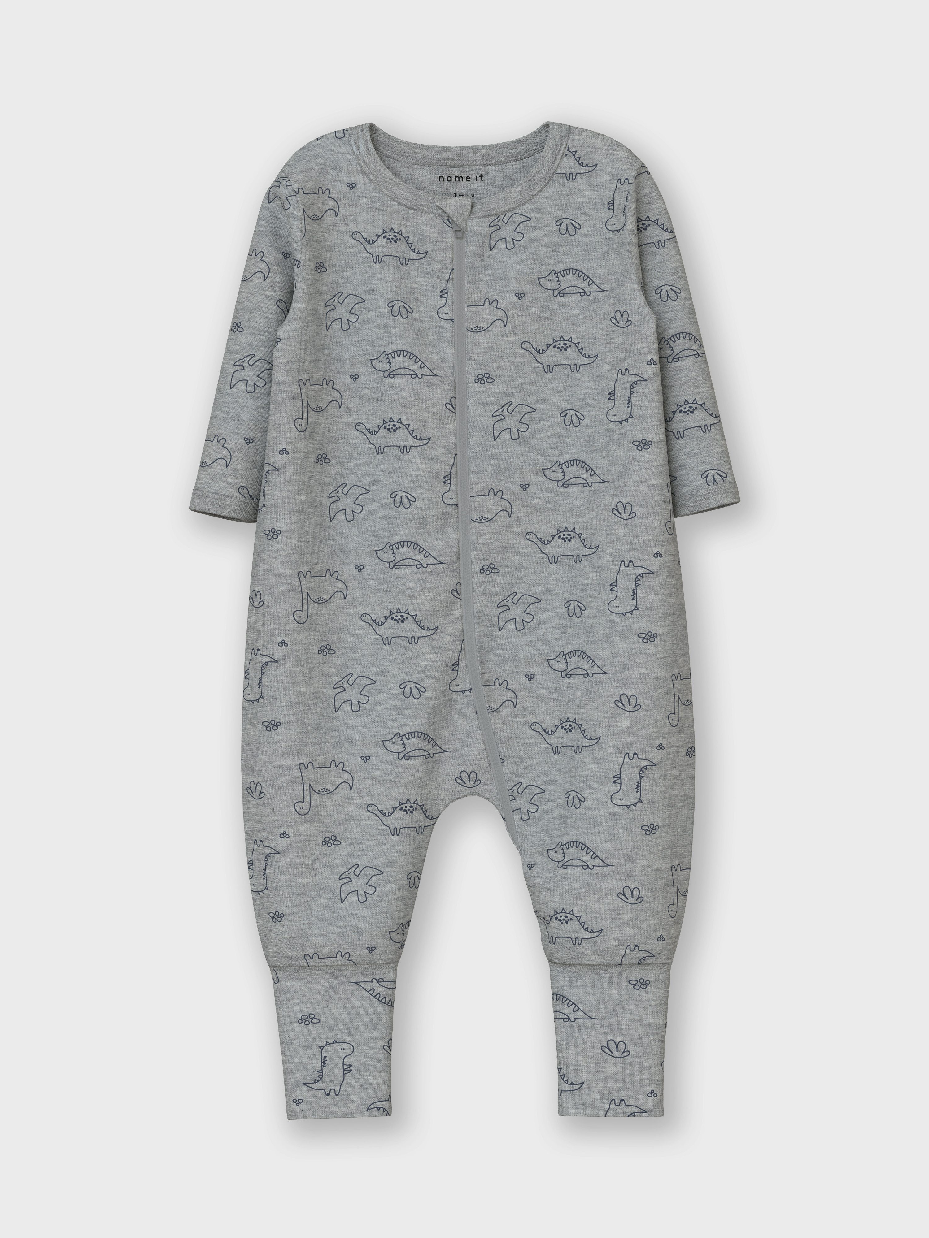 Name It Pyjama NBMNIGHTSUIT 2P ZIP FF GREY DINO NOOS (set, 2-delig)