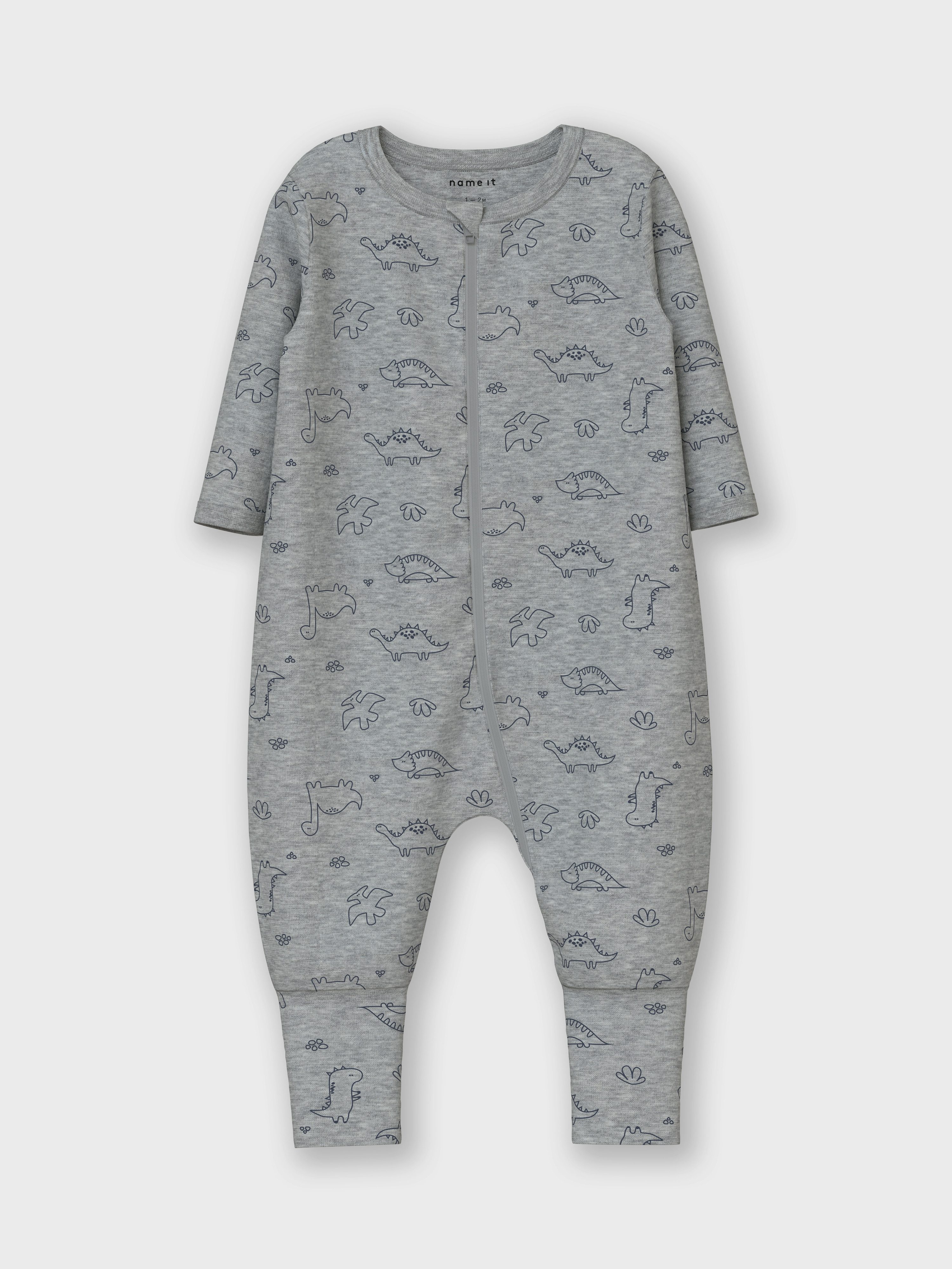 Name It Pyjama NBMNIGHTSUIT 2P ZIP FF GREY DINO NOOS (set 2-delig)