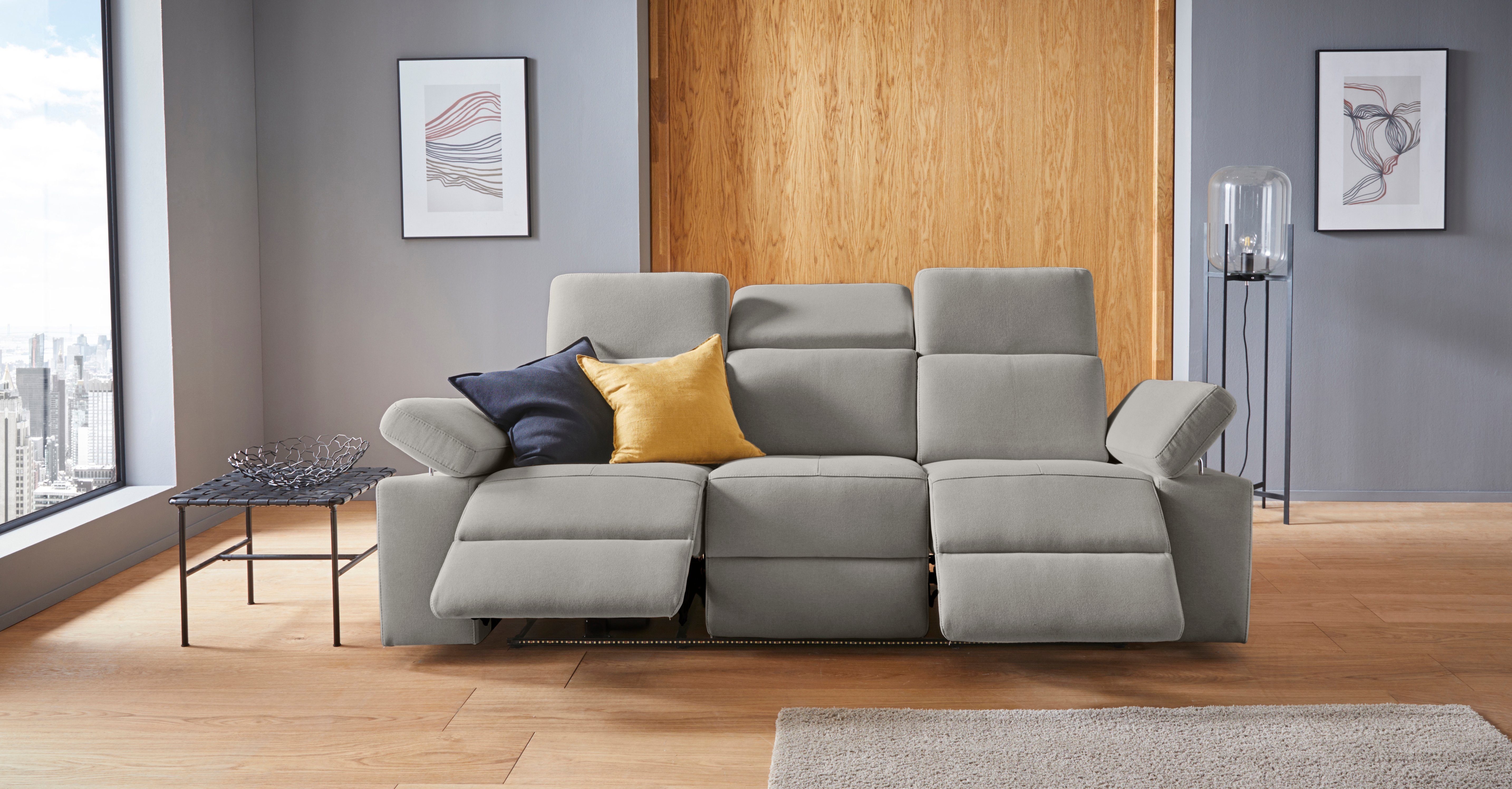 Places of Style 3-zitsbank Kilado met 2x relaxfunctie, verstelbare armleuning, verstelbare hoofdsteun