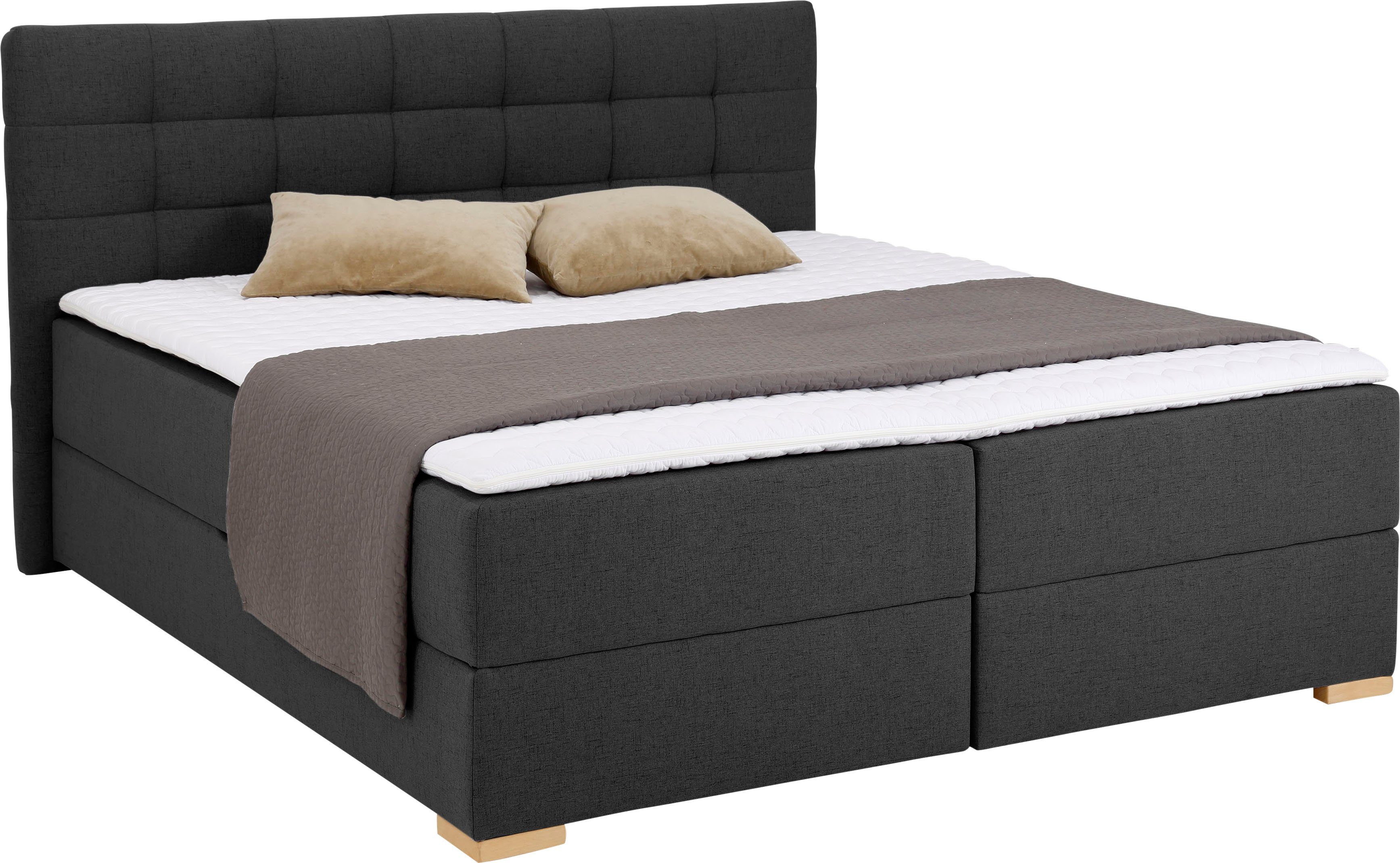 Home affaire Boxspring Olivet in 4 kleuren, 4 breedten, 2 matrassoorten, ook in extra lang 220 cm